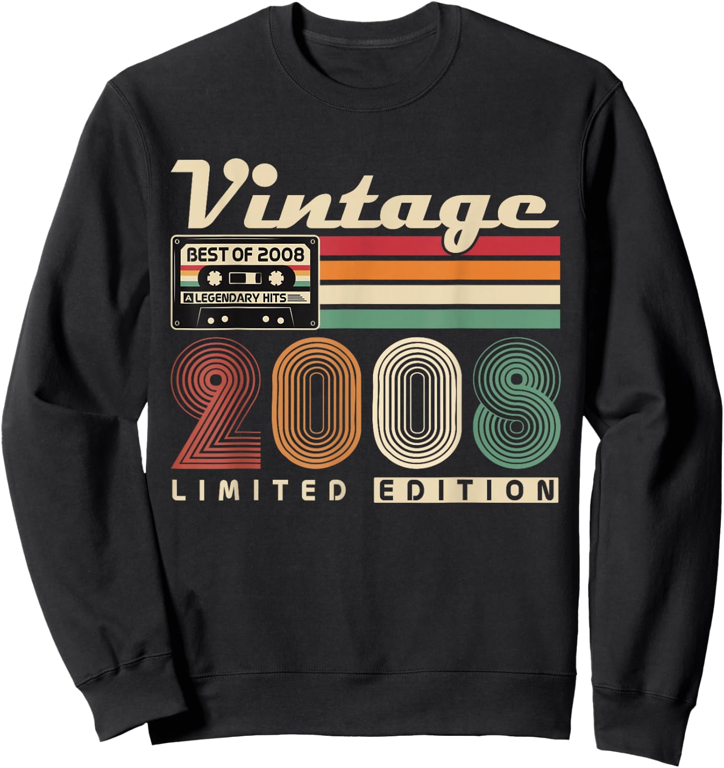 Vintage 2008 Rétro Cadeau 18 Ans Anniversaire Garçons Filles Sweatshirt - Sweatshirt | Black