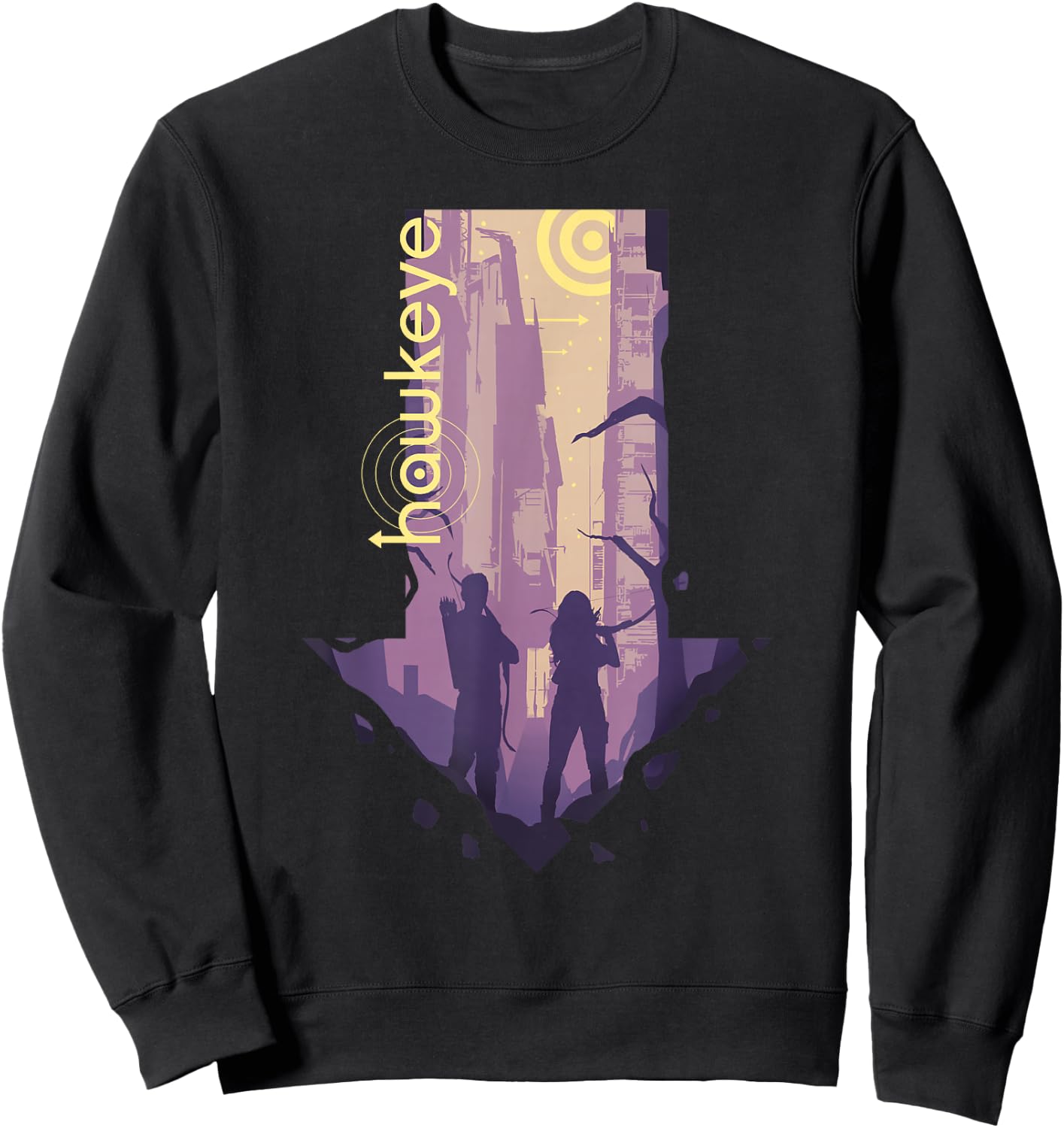Marvel Hawkeye Group Shot Downwards Arrow Silhouette Sweatshirt - Sweatshirt | Black