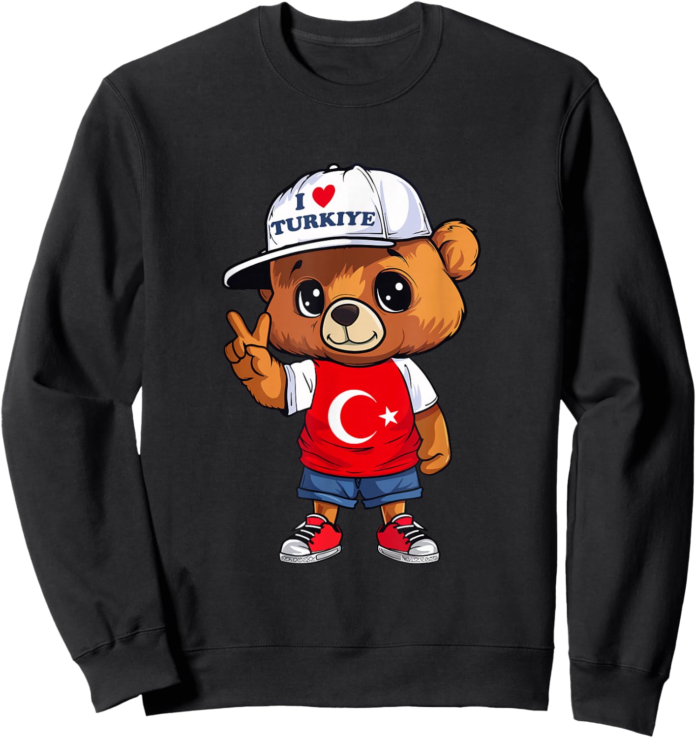 Türkei Fußball EM 2024 Teddybär Trikot Sweatshirt - Sweatshirt | Black