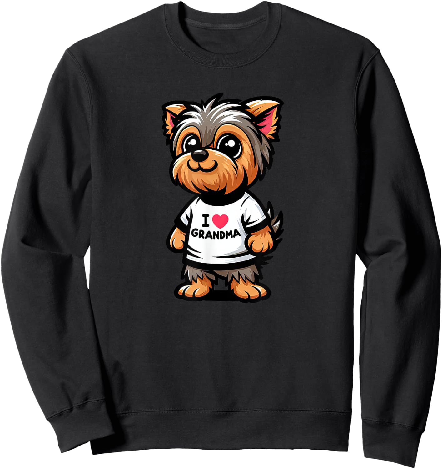 Yorkshire Terrier I Love Grandma Funny Dog Grandmother Sweatshirt - Sweatshirt | Black