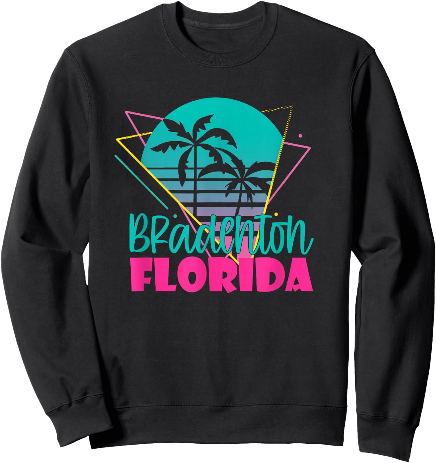 Vintage Beach Vacation Palm Tree Bradenton Florida Men Women Sweatshirt - Sweatshirt | Black
