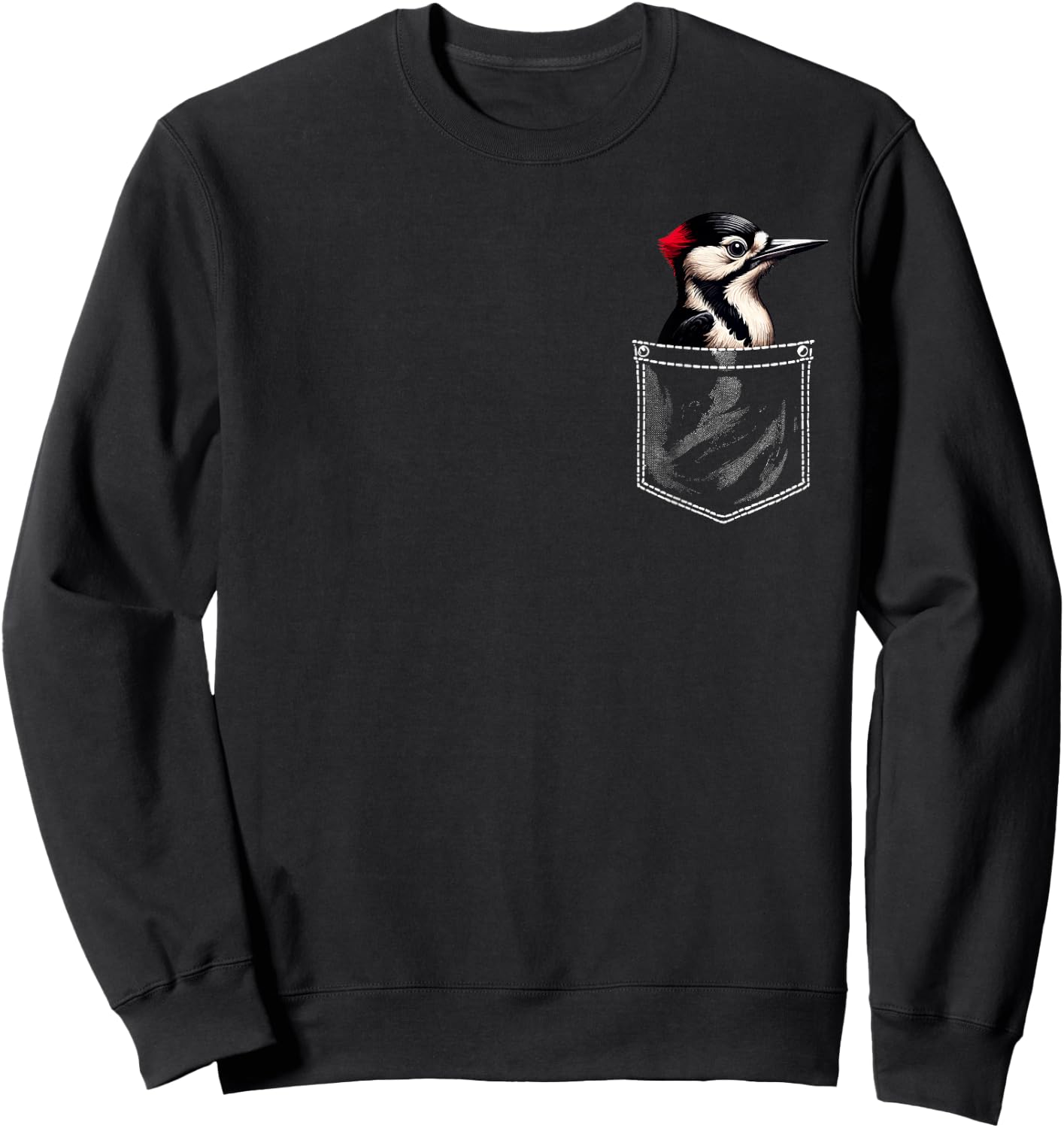 Woodpecker Pocket Bird Lover Ornithology Birdwatching Sweatshirt - Sweatshirt | Black