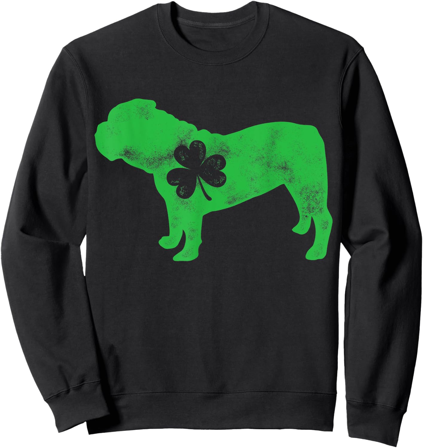 English Bulldog St Patricks Day Men Women Shamrock Dog Lover Sweatshirt - Sweatshirt | Black
