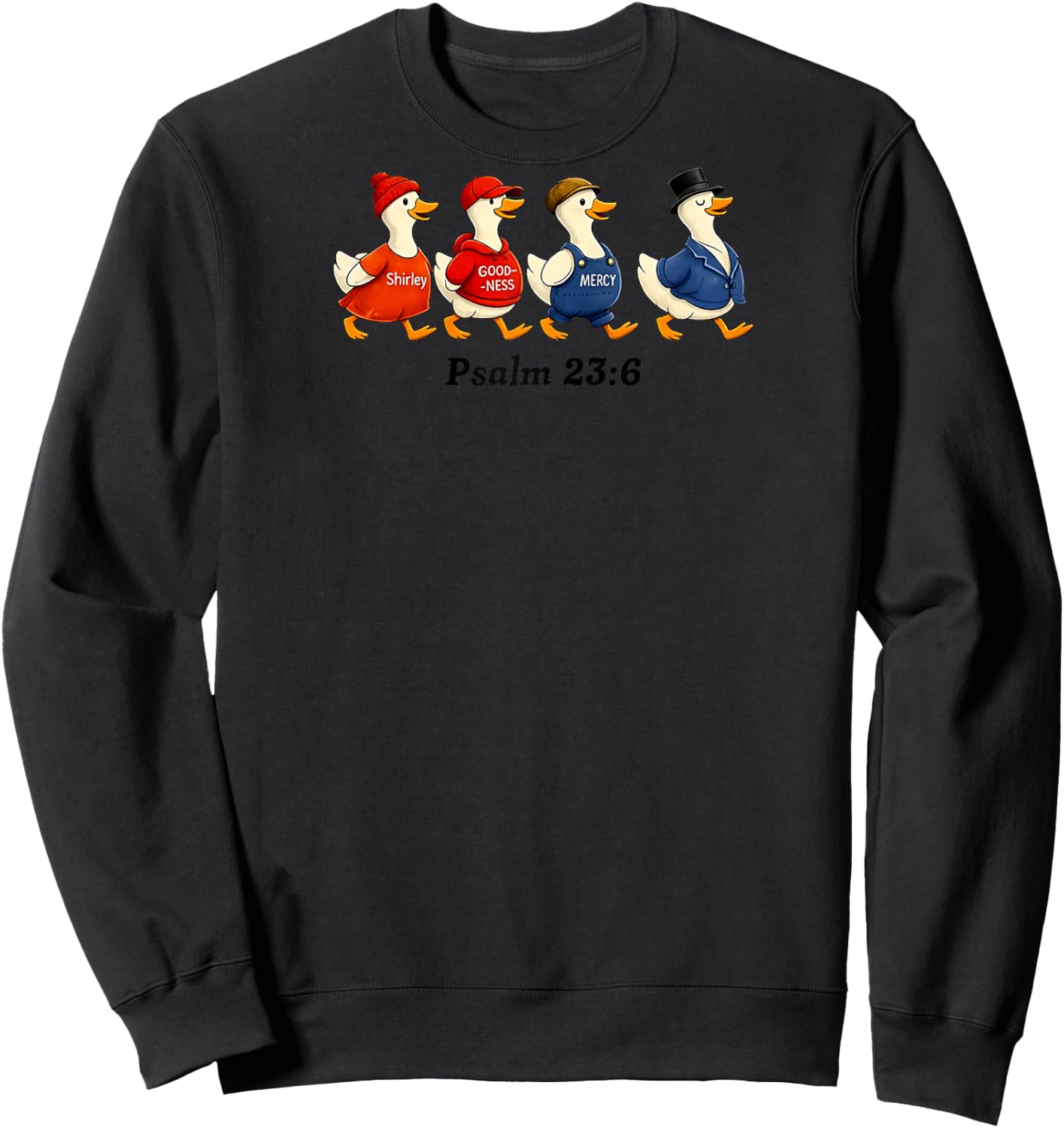 Surely Goodness Mercy Psalm 23:6 Goose Christian Faith Raglan Baseball Sweatshirt - Sweatshirt | Black