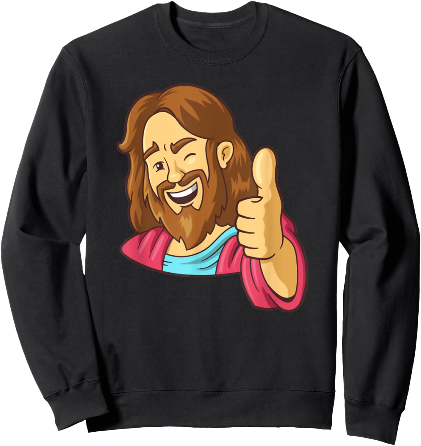 Jesus Christ Thumbs Up Funny Jesus Meme Sweatshirt - Sweatshirt | Black