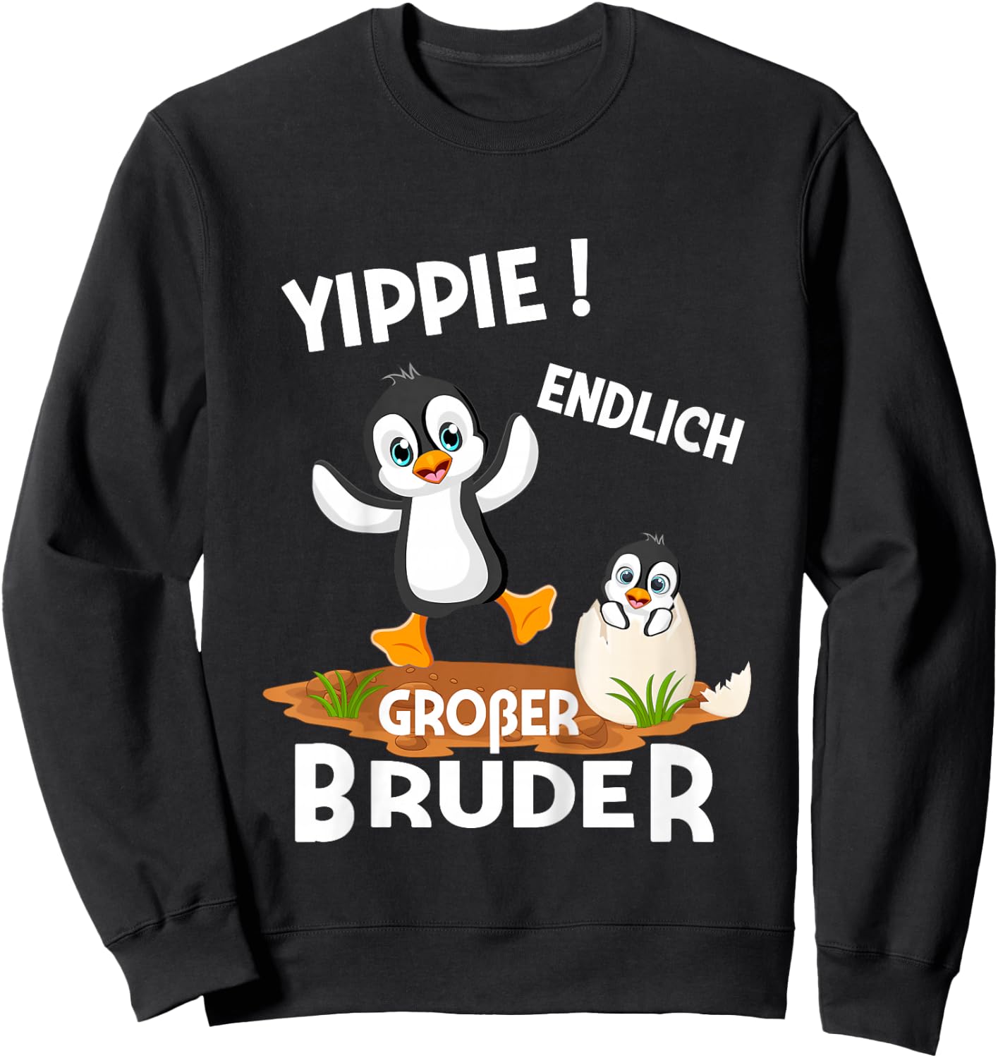 Kinder Endlich Großer Bruder Sohn Geschwister Pinguin Sweatshirt - Sweatshirt | Black