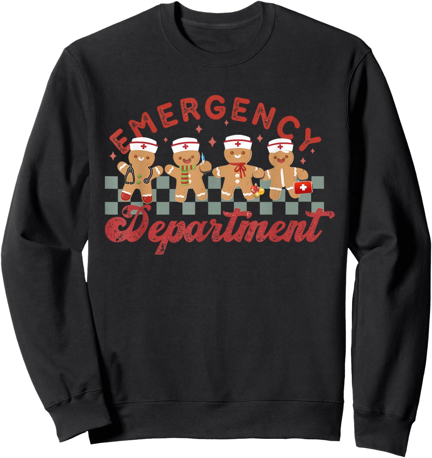Emergency Department Shirt ER Crew Team Nurse Christmas Emergency Department ER Crew Gingerbread Nurse Sweatshirt - Sweatshirt | Black