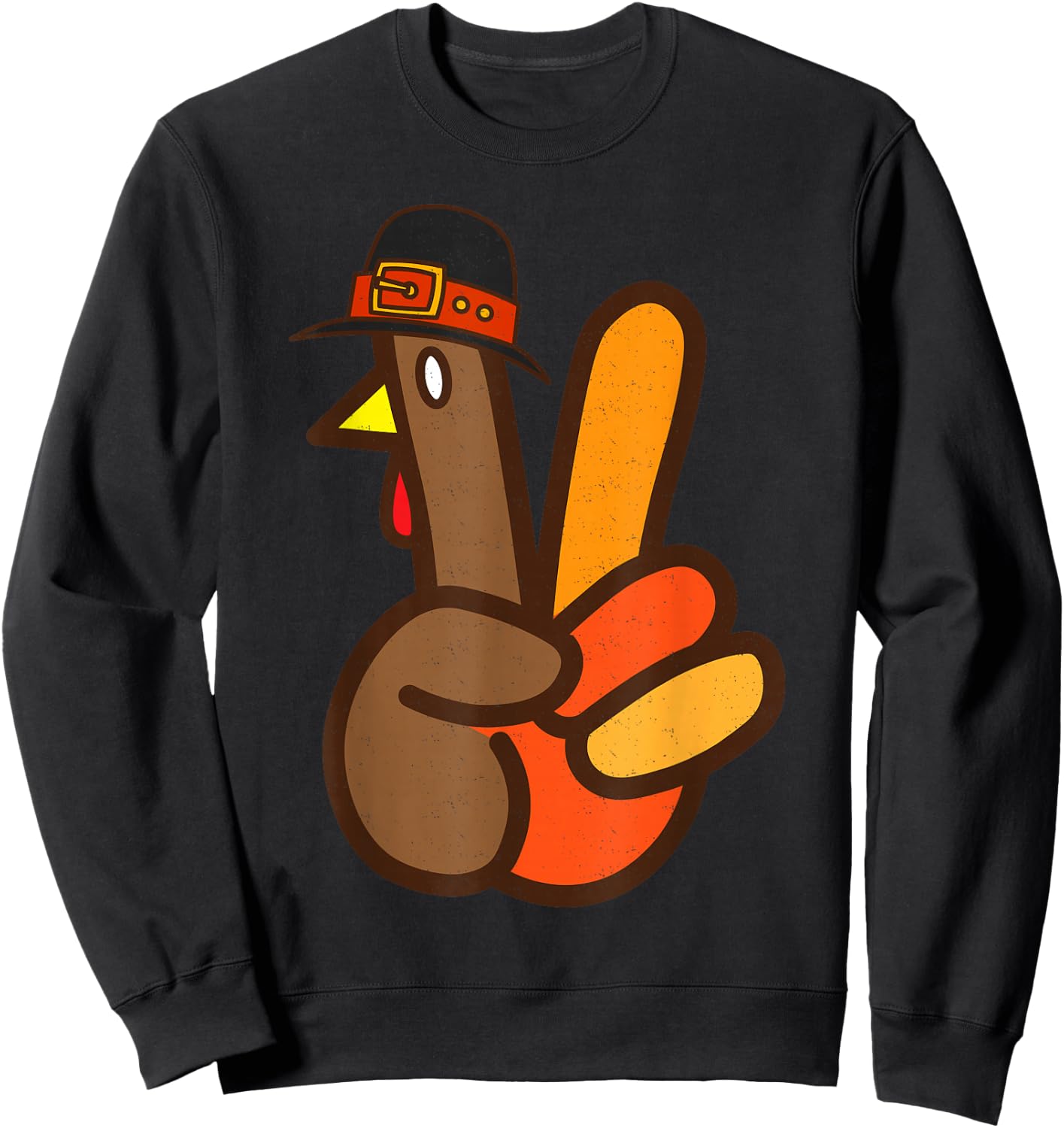 Cool Peace Sign Turkey Hand Thanksgiving Hippie Men Women Sweatshirt - Sweatshirt | Black