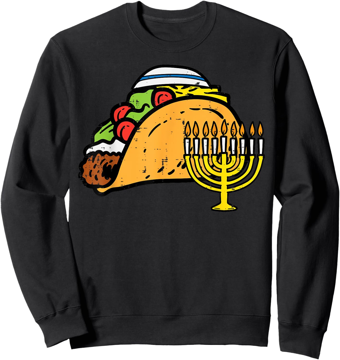 Hanukkah Taco Funny Chanukah Mexican Food Men Women Kids Sweatshirt - Sweatshirt | Black