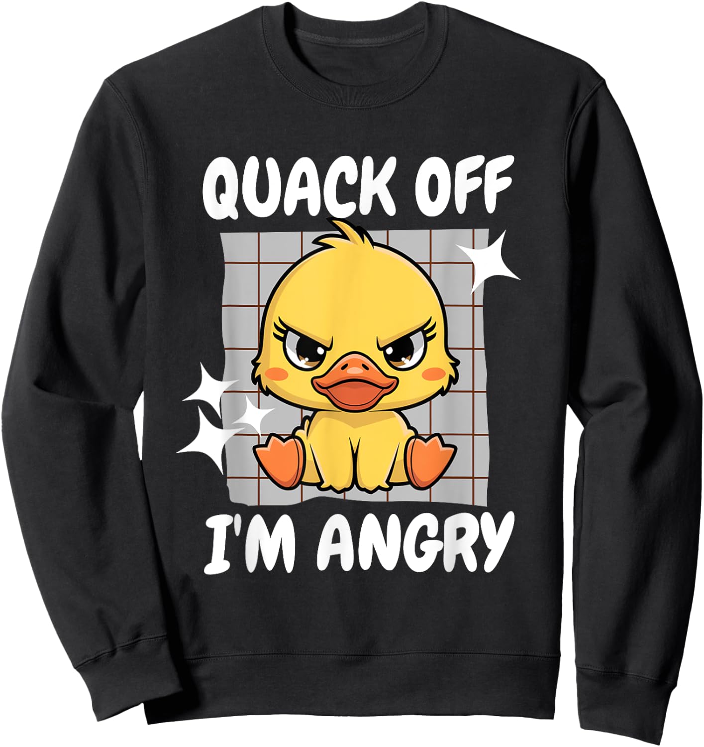 Quack Off I'm Angry Cute Angry Duck Lover Design Kawaii Duck Sweatshirt - Sweatshirt | Black