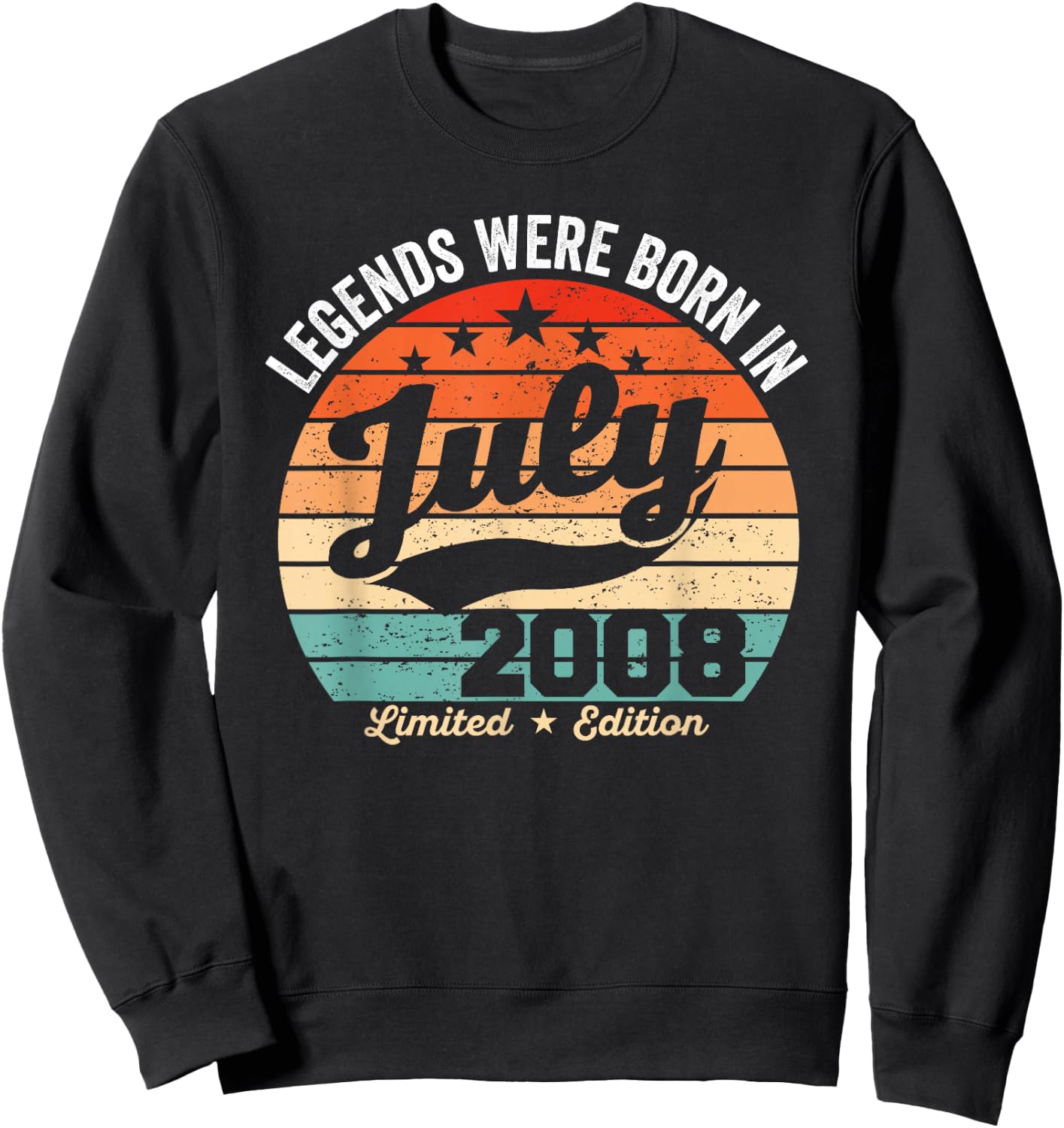 Vintage 18th Birthday Legends were Born in July 2008 Sweatshirt - Sweatshirt | Black