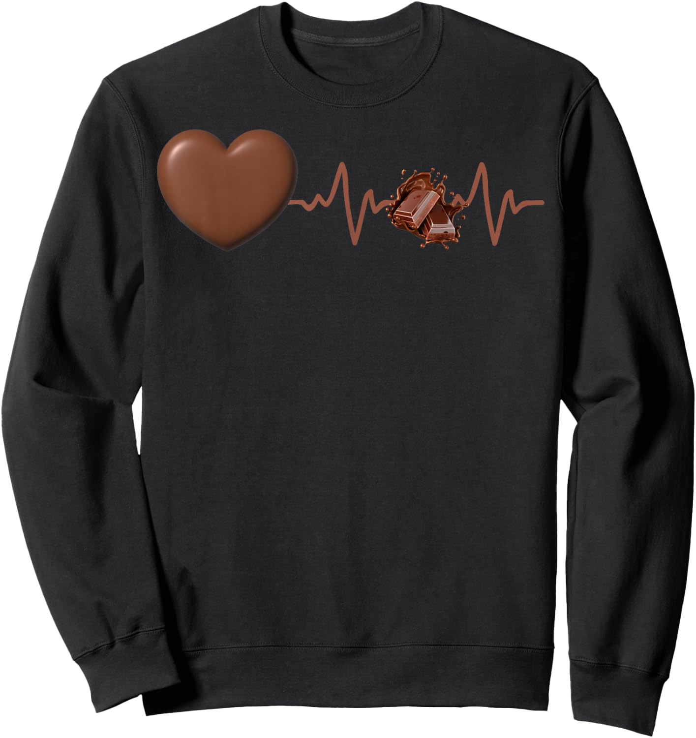 Chocolate Sweet Sugar I Love Chocolate Lover Cute Heartbeat Sweatshirt - Sweatshirt | Black