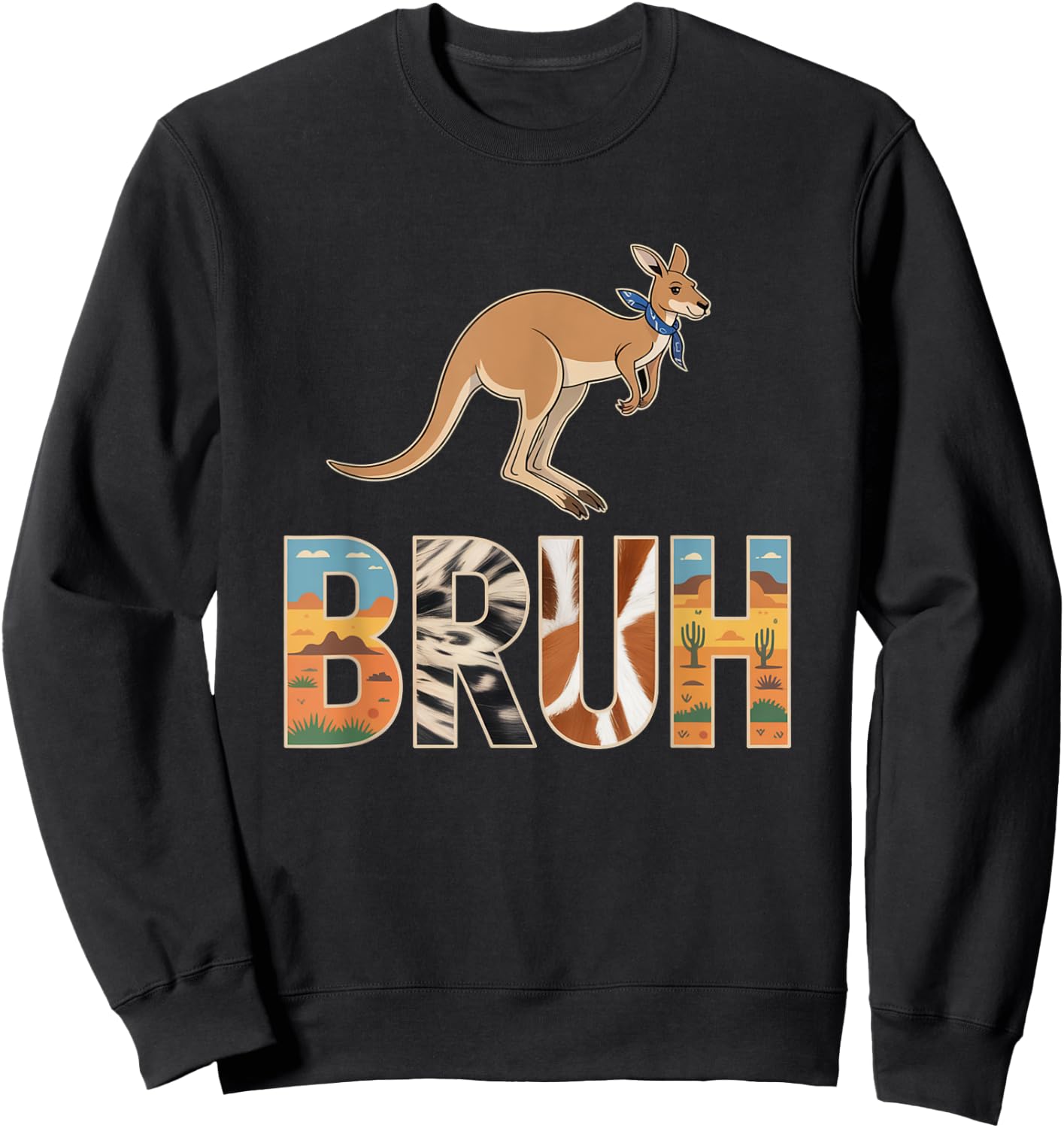 Outback Kangaroo Bruh Wildlife Design Sweatshirt - Sweatshirt | Black