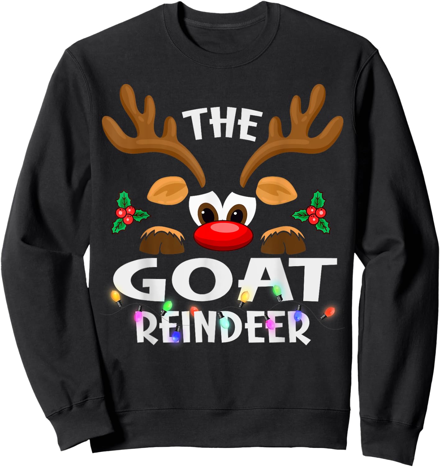 The Goat Reindeer Christmas Men Women Sweatshirt - Sweatshirt | Black