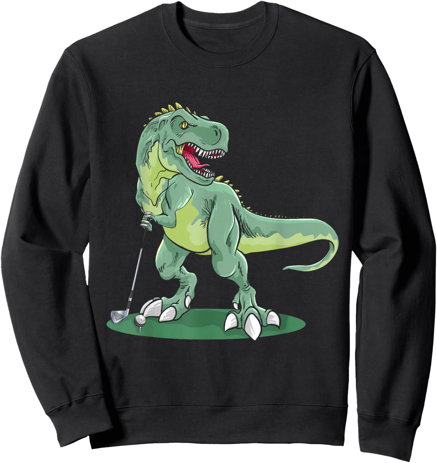 T-Rex Golf Playing, Dinosaur Trex Golfer Golf Playing Sweatshirt - Sweatshirt | Black