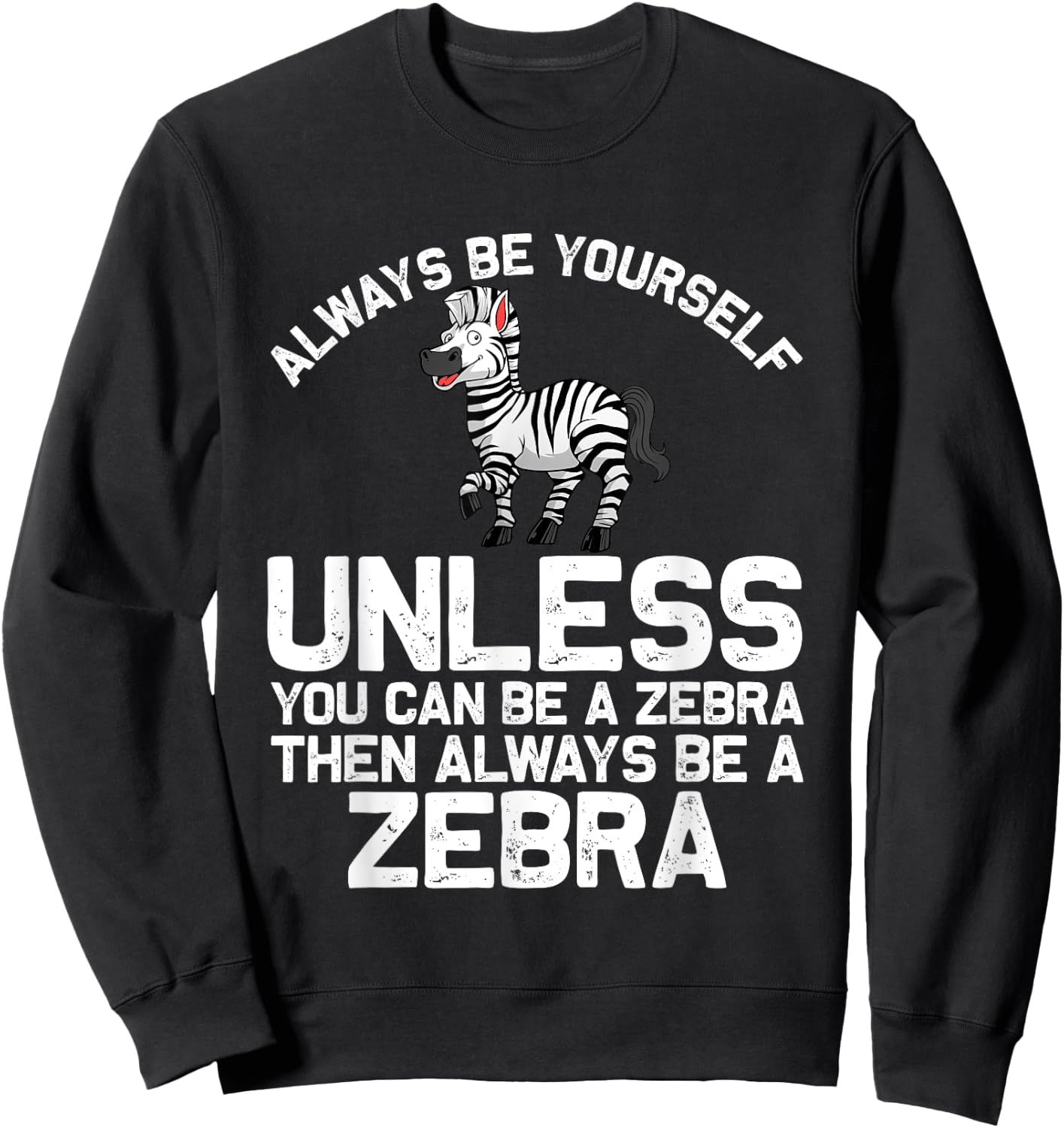 Funny Zebra Themed Women African Wildlife Safari Sweatshirt - Sweatshirt | Black