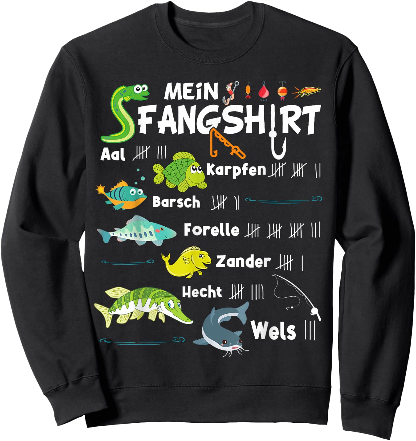 Fish Types "My Fangshirt" Funny Boy's Fisherman , black Sweatshirt - Sweatshirt | Black