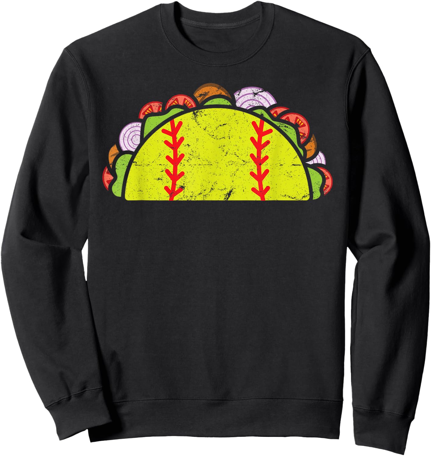 Taco Softball Funny Cinco De Mayo Softball Player Taco Lover Sweatshirt - Sweatshirt | Black