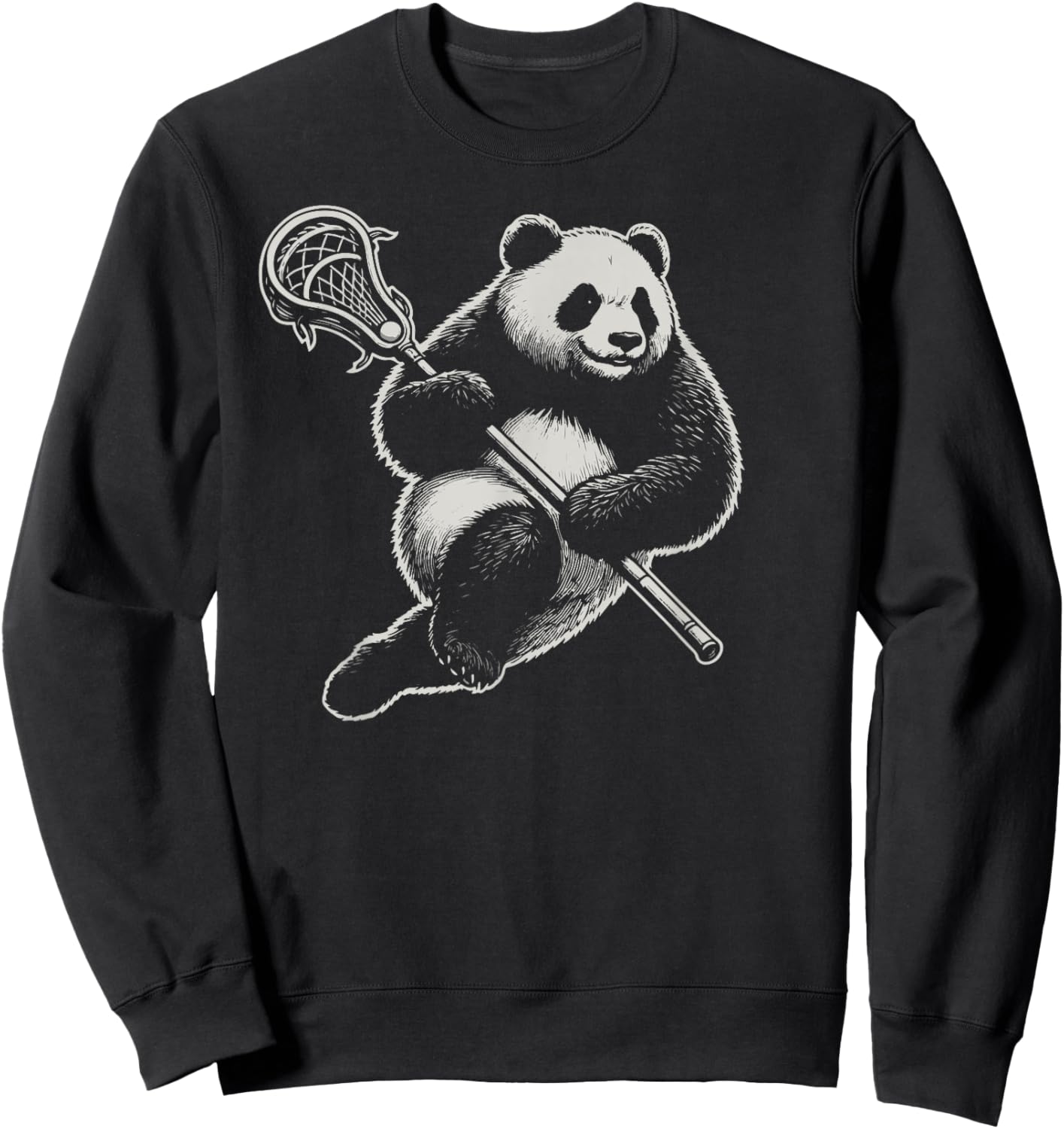Awesome Panda Lacrosse Lax Dude Sweatshirt - Sweatshirt | Black