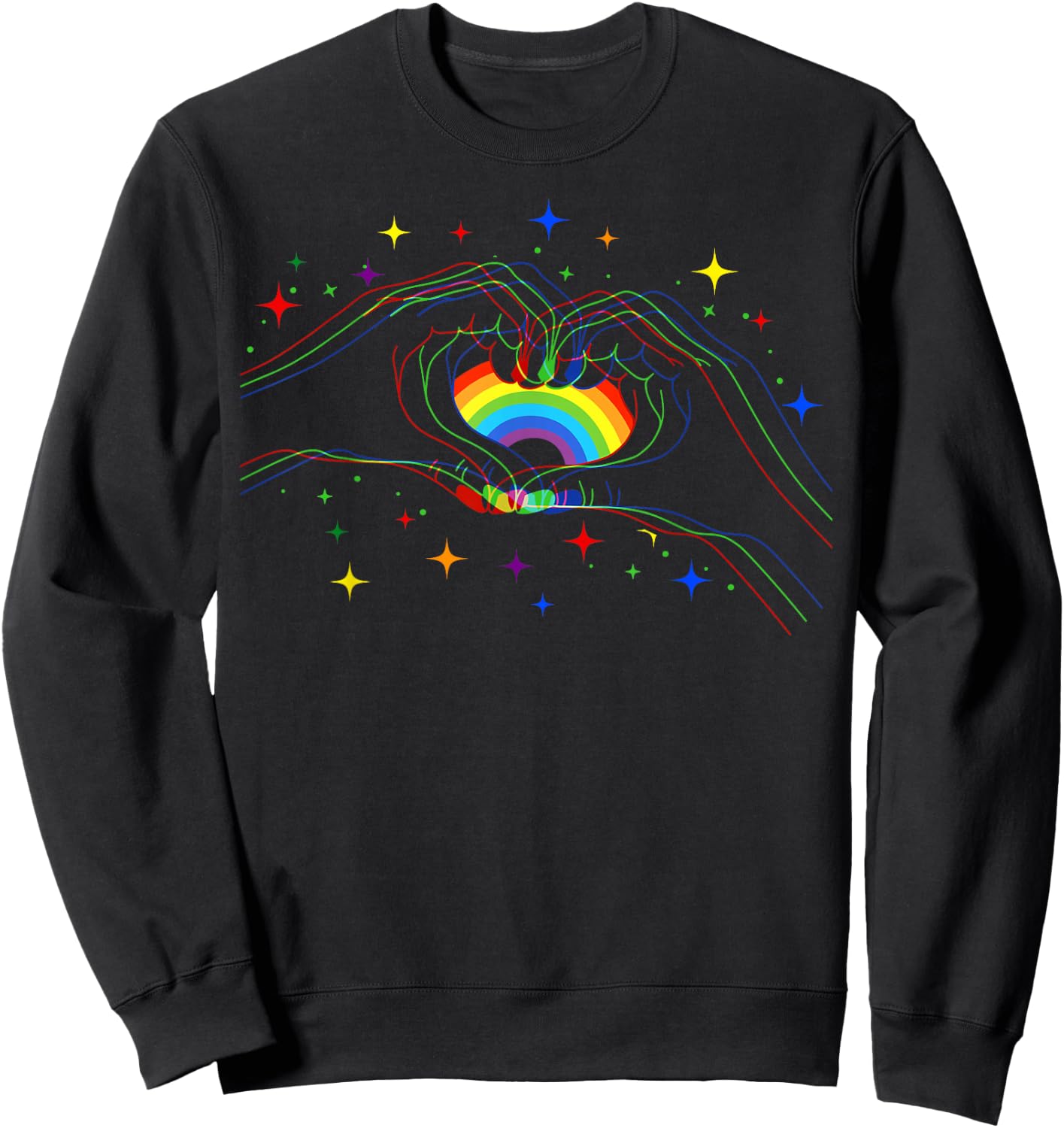 CSD LGBT Hands Shapes Rainbow Heart Pride , black Sweatshirt - Sweatshirt | Black