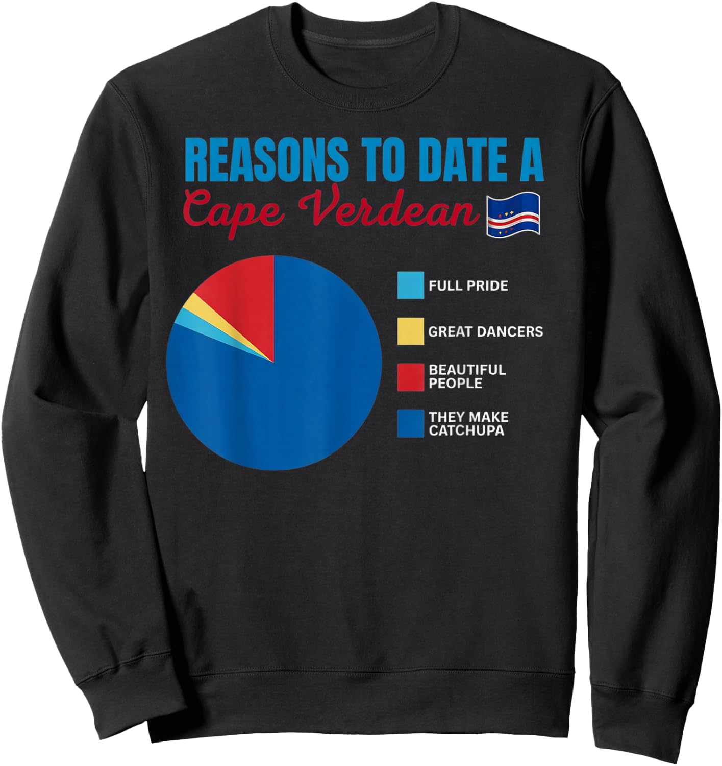 Reasons to Date A Cabo Verde Flag Pride Verdian Cape Verde Sweatshirt - Sweatshirt | Black