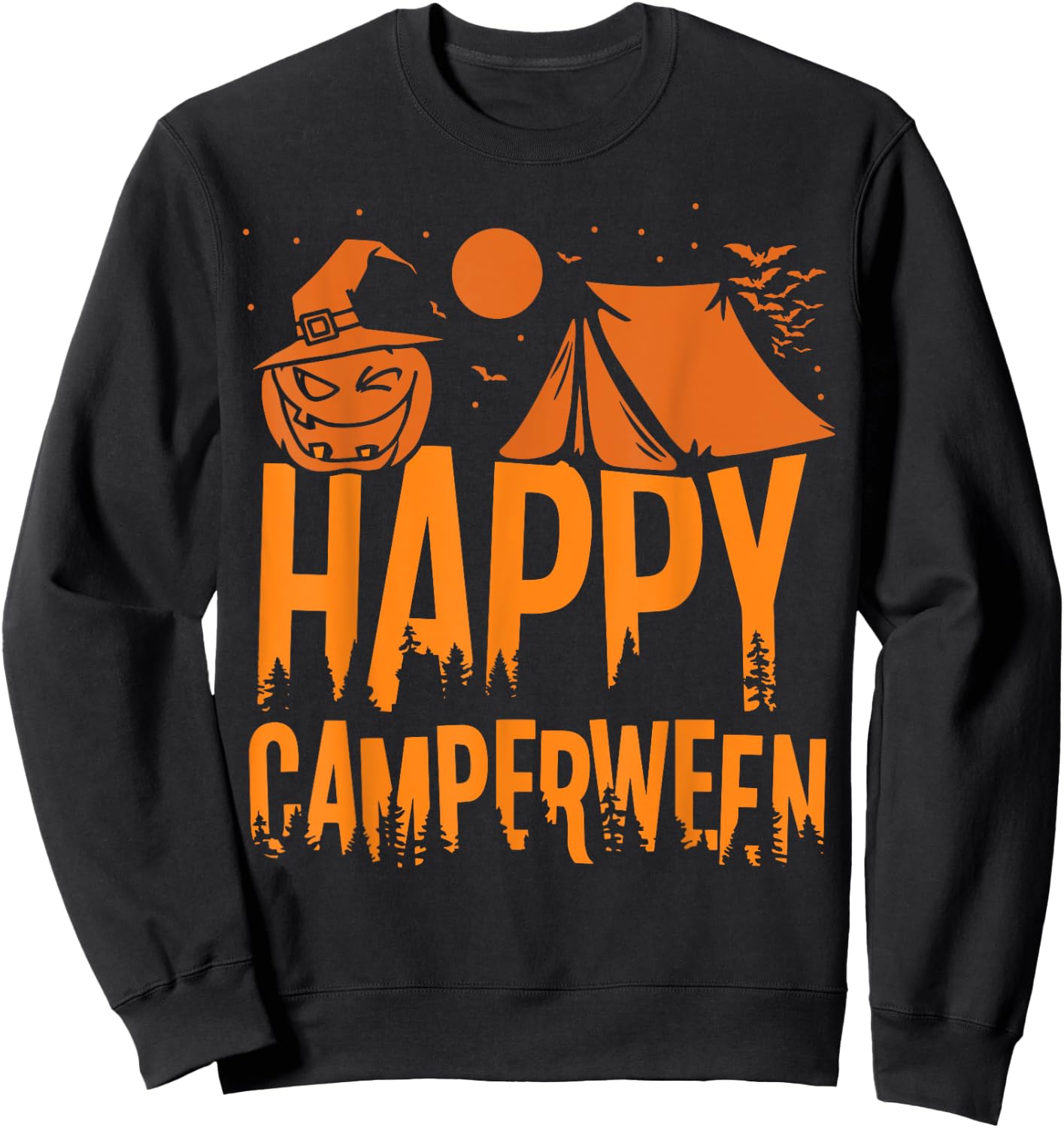 Happy Camperween - Camper Camping Halloween Sweatshirt - Sweatshirt | Black