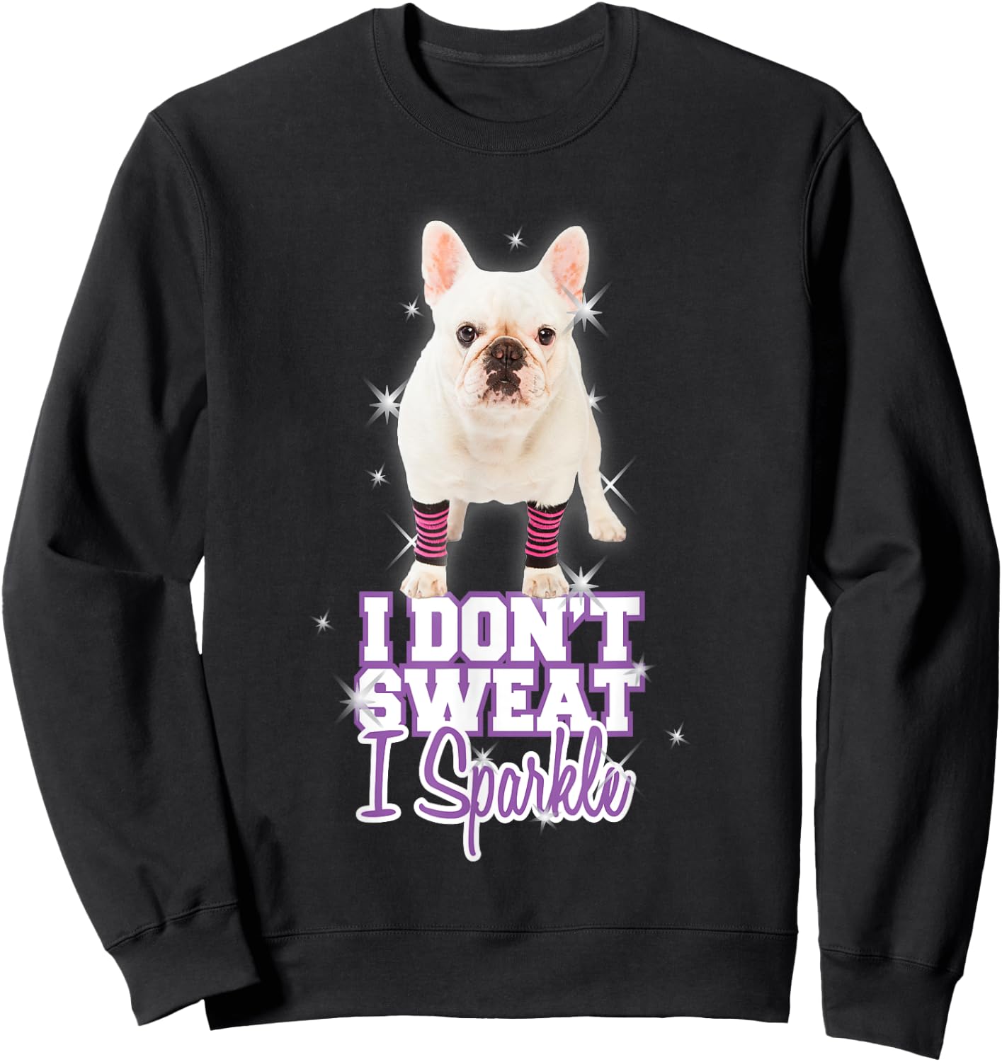 Workout "I Don't Sweat, I Sparkle" French Bulldog Sweatshirt - Sweatshirt | Black