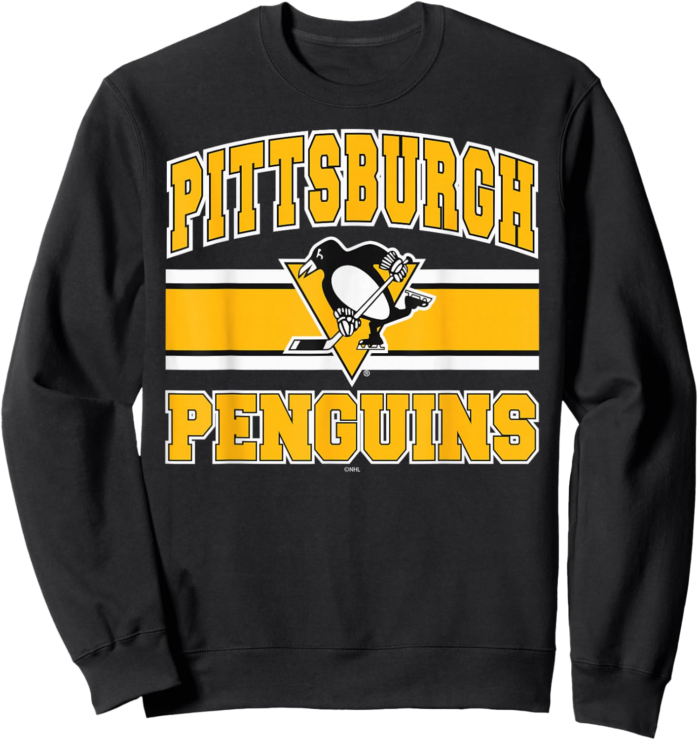 Pittsburgh Penguins Stripe Dark Heather Officially Licensed Sweatshirt - Sweatshirt | Black