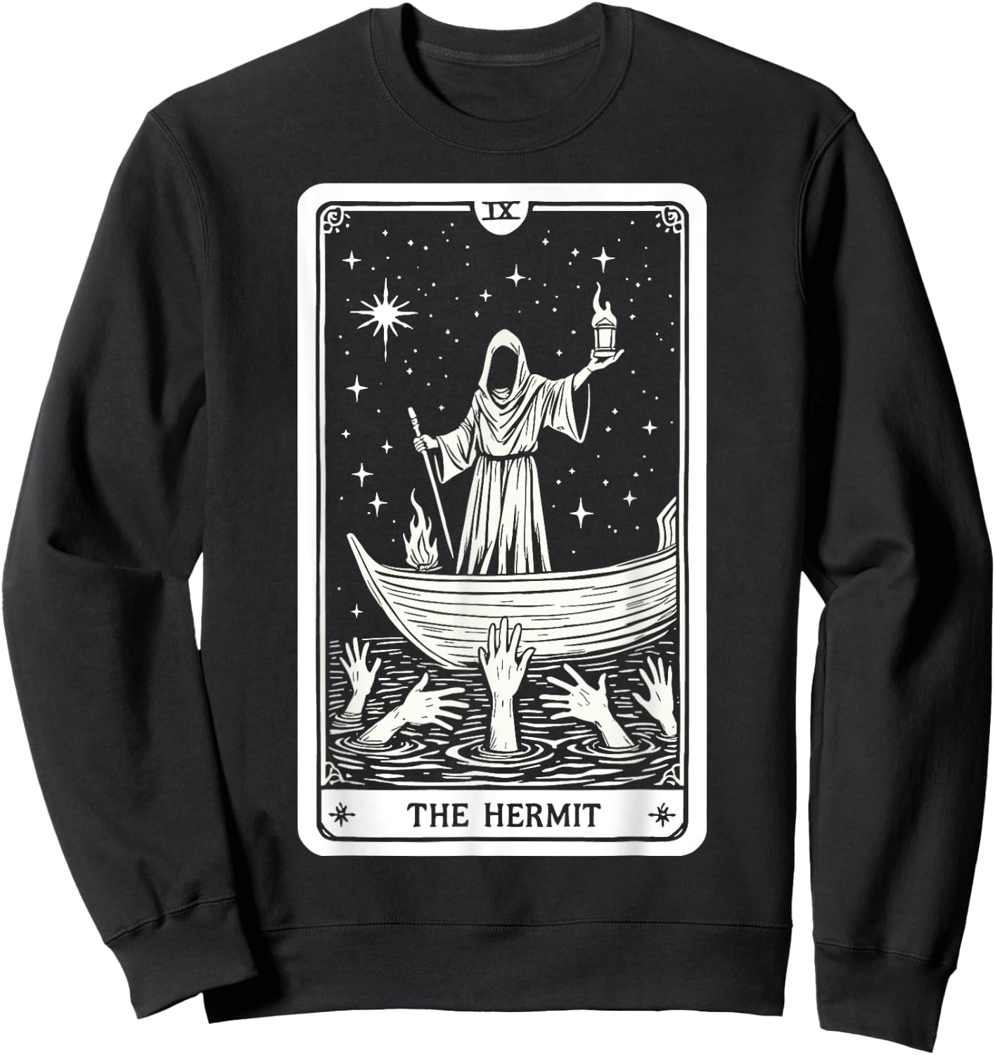 The Hermit Tarot Card Wisdom Enigmatic Esoteric Occult Sweatshirt - Sweatshirt | Black