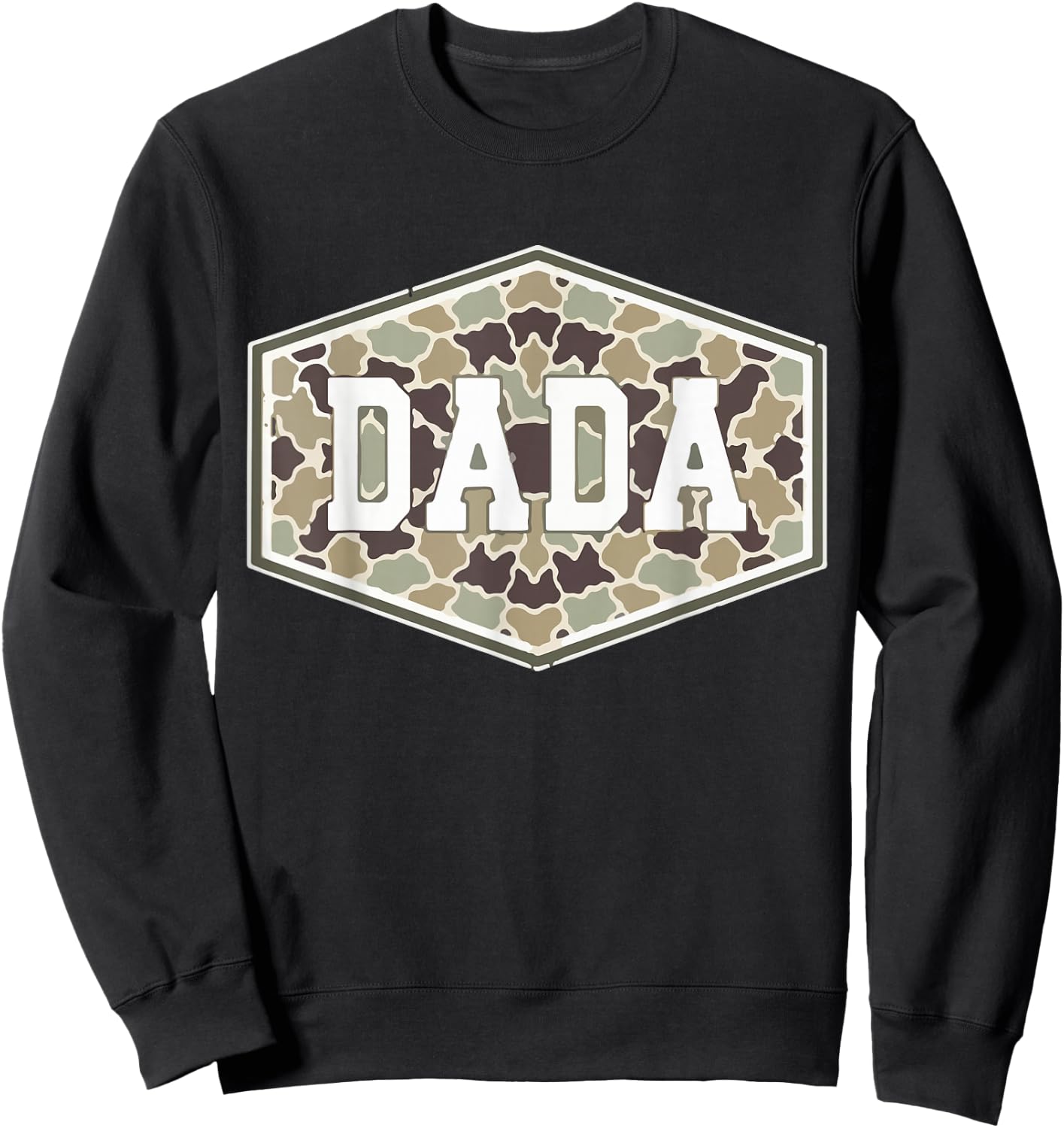 Vintage Camouflage Dada Fatherhood Camo Family Fathers Day Sweatshirt - Sweatshirt | Black
