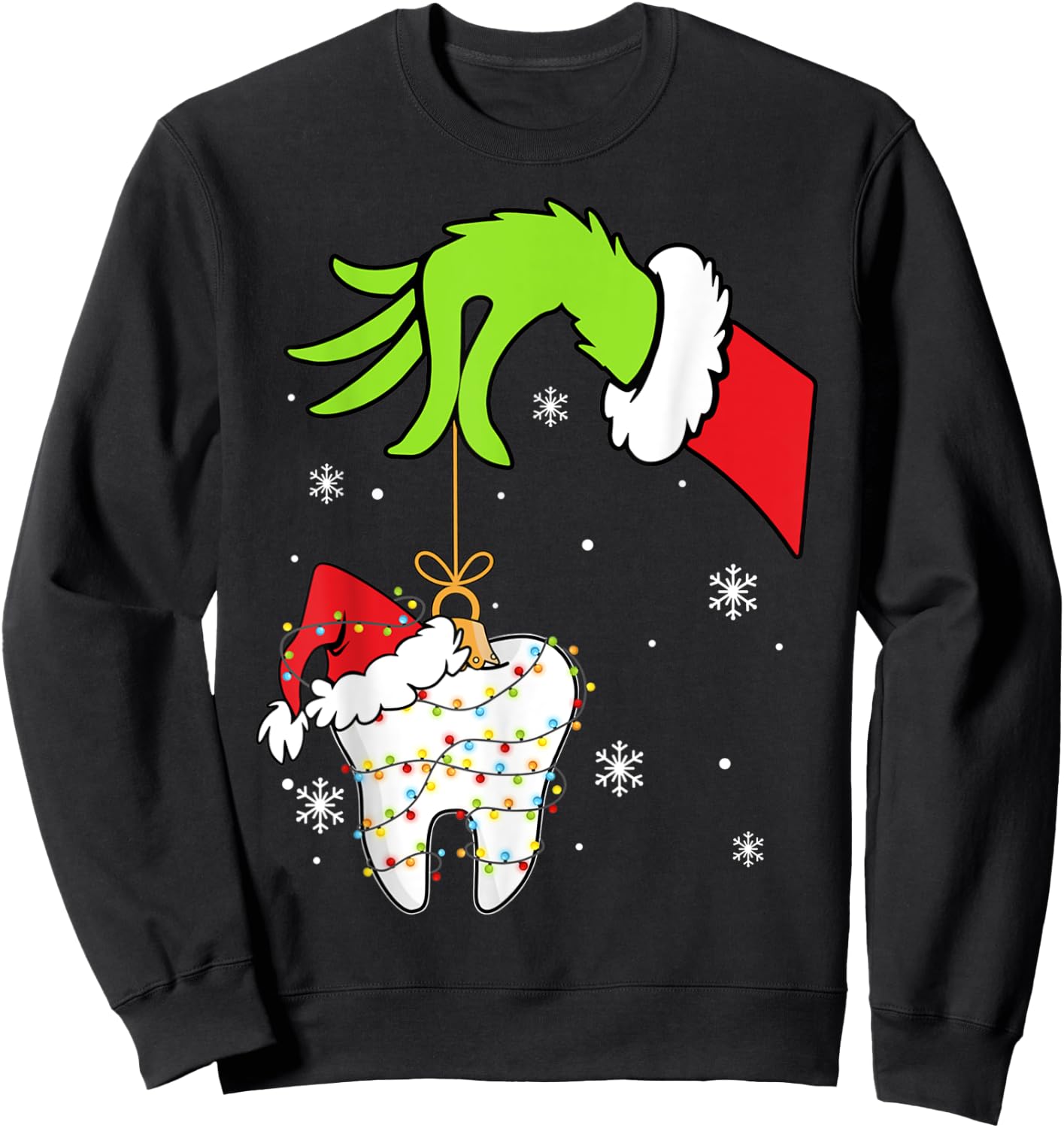 Christmas To-oth Dentist Dental Assistant Teeth Pajamas Xmas Sweatshirt - Sweatshirt | Black