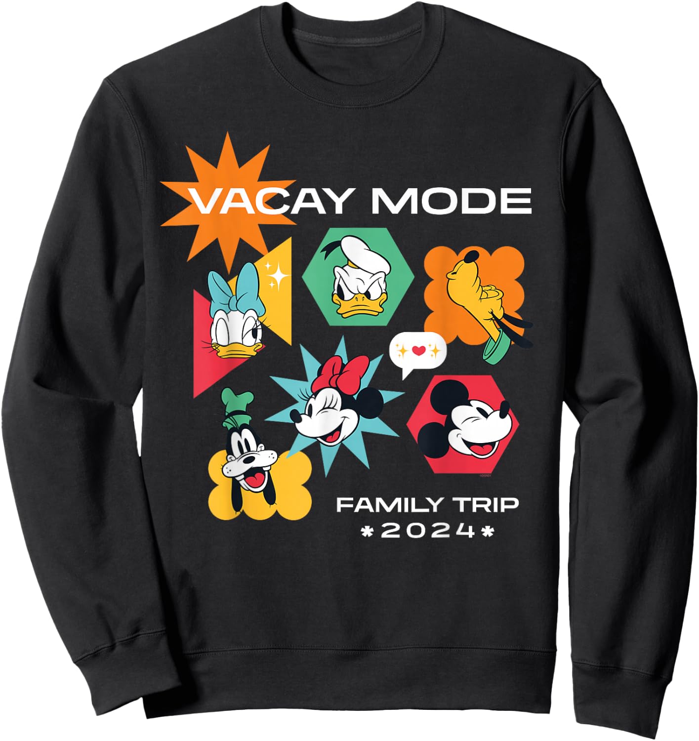 Disney Mickey & Friends Vacay Mode Family Trip Vacation 2024 Sweatshirt - Sweatshirt | Black