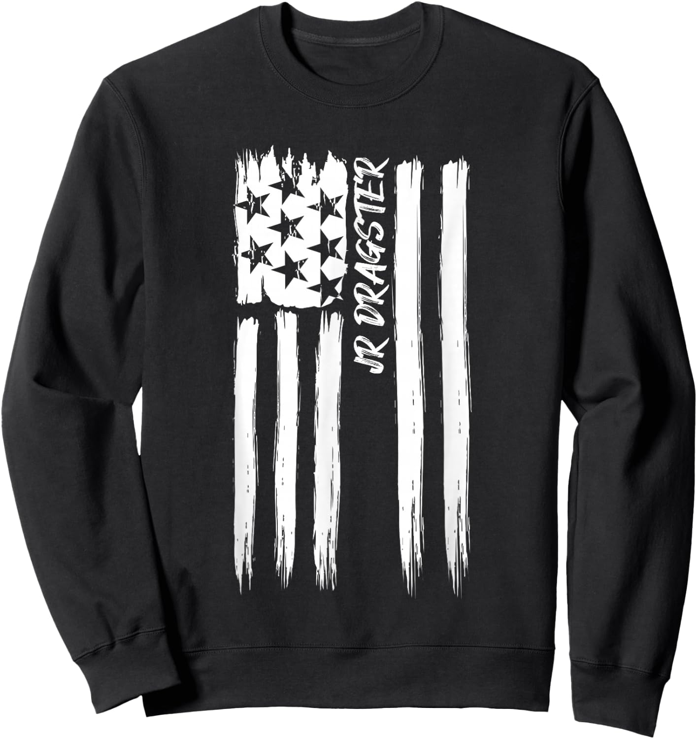 Jr Dragster Flag Racing Patriotic USA American Car Race Fan Sweatshirt - Sweatshirt | Black