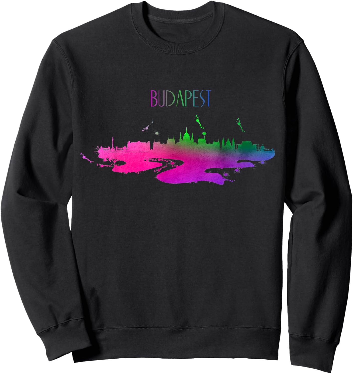 Budapest Skyline Watercolor Souvenir Hungary Sweatshirt - Sweatshirt | Black