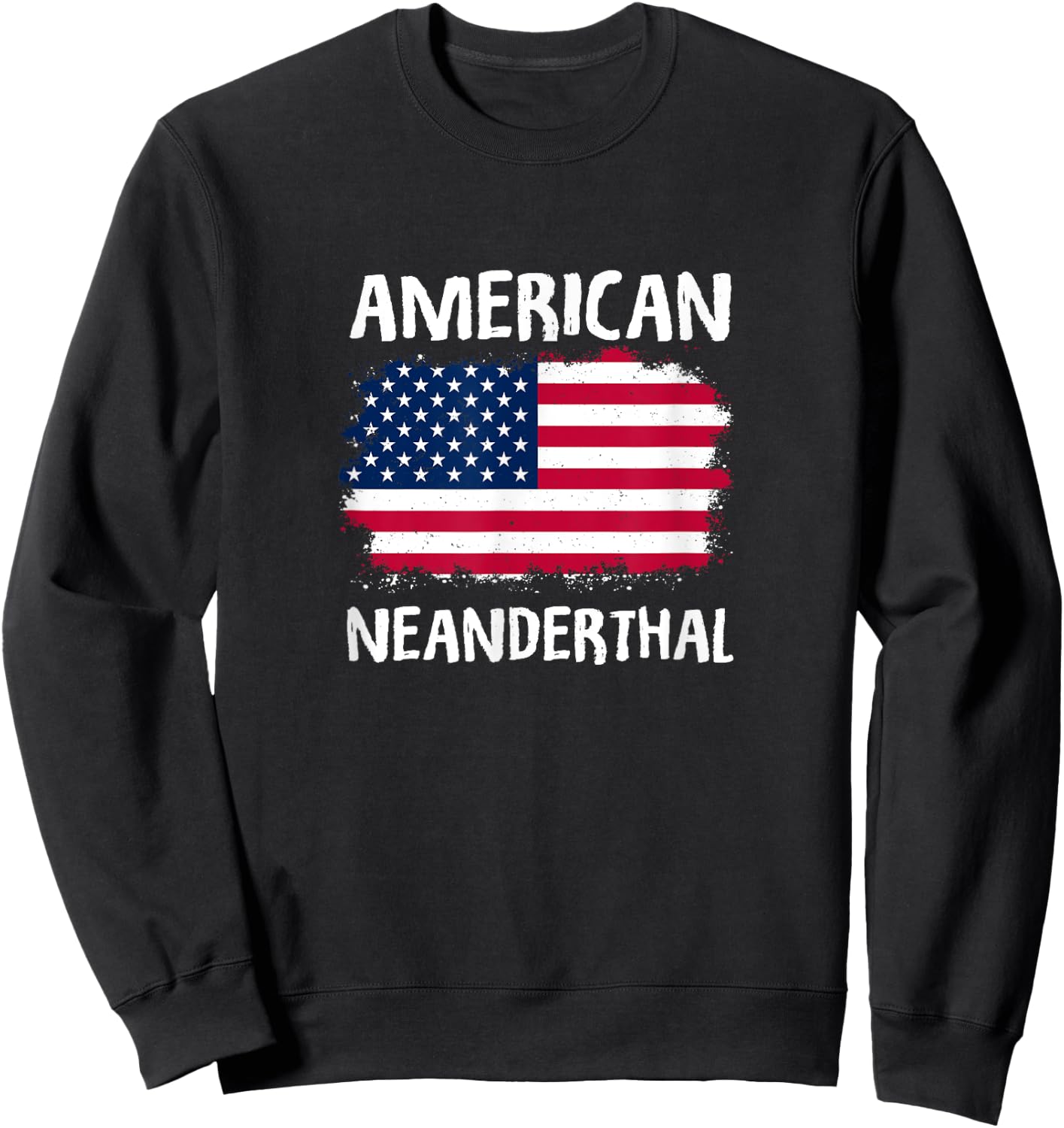 4th Of July US Flag Caveman American Neanderthal Sweatshirt - Sweatshirt | Black
