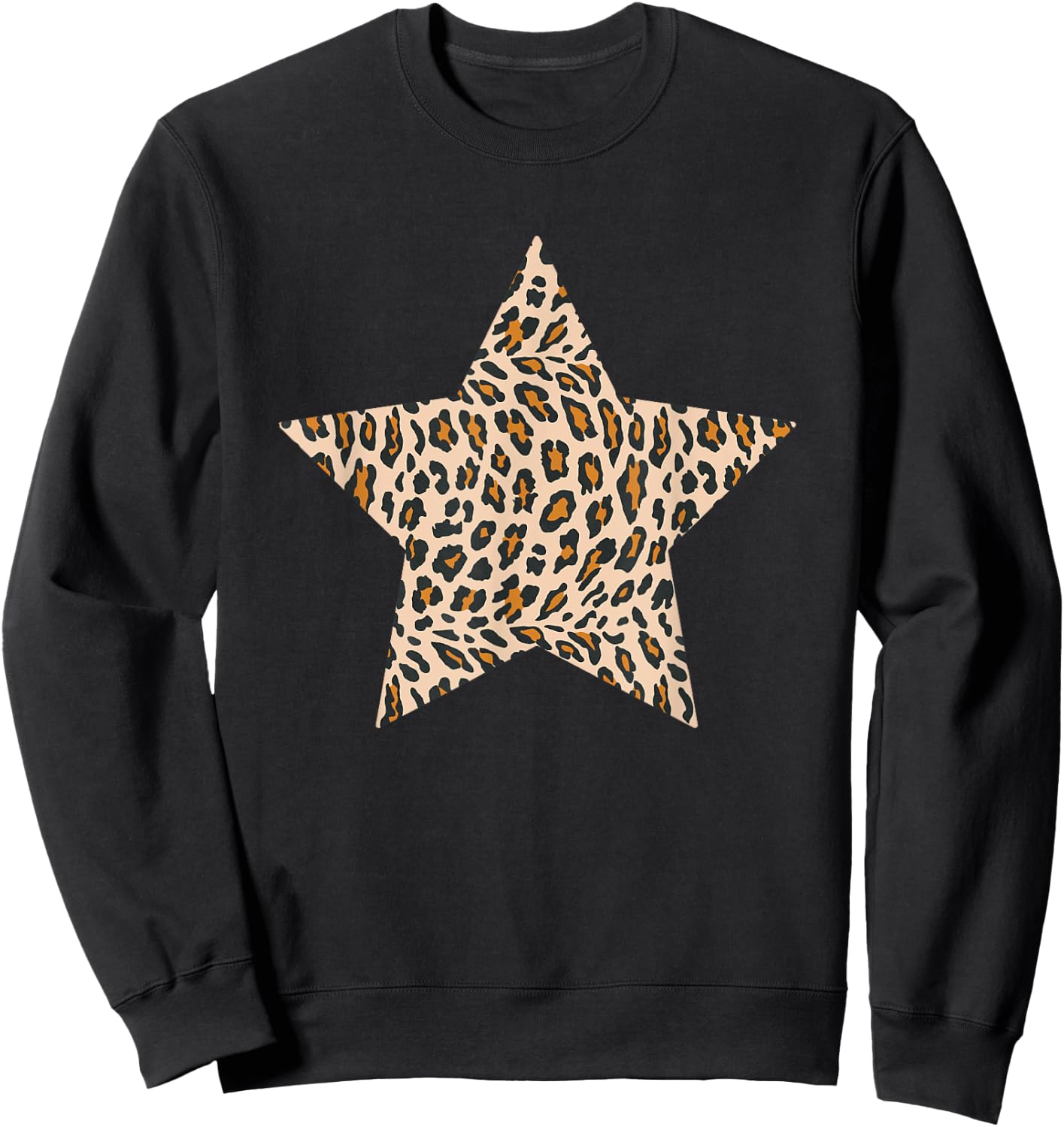 Leopard Print Star Design - Leopard Star Sweatshirt - Sweatshirt | Black