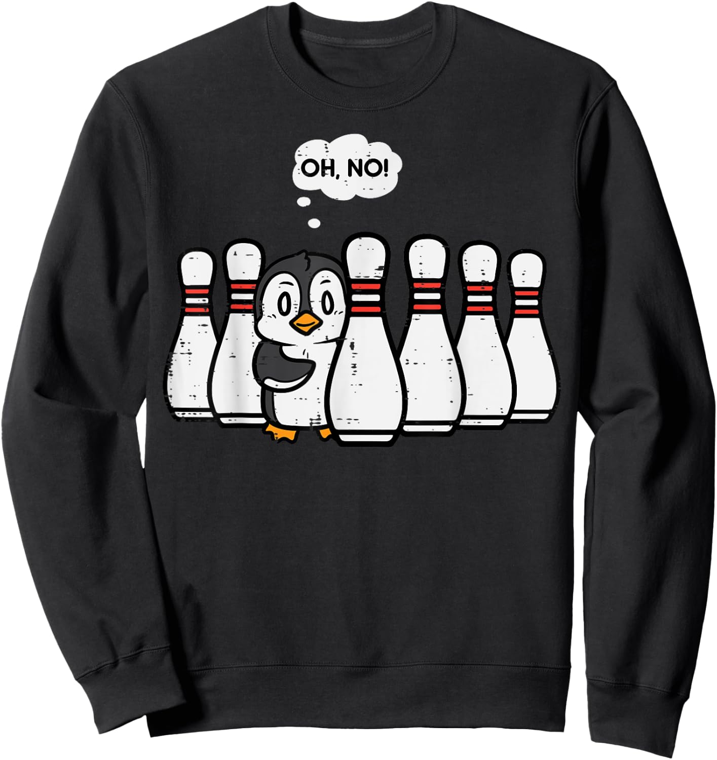 Penguin Bowling Pins Oh No Funny Bowler Player Men Women Kid Sweatshirt - Sweatshirt | Black