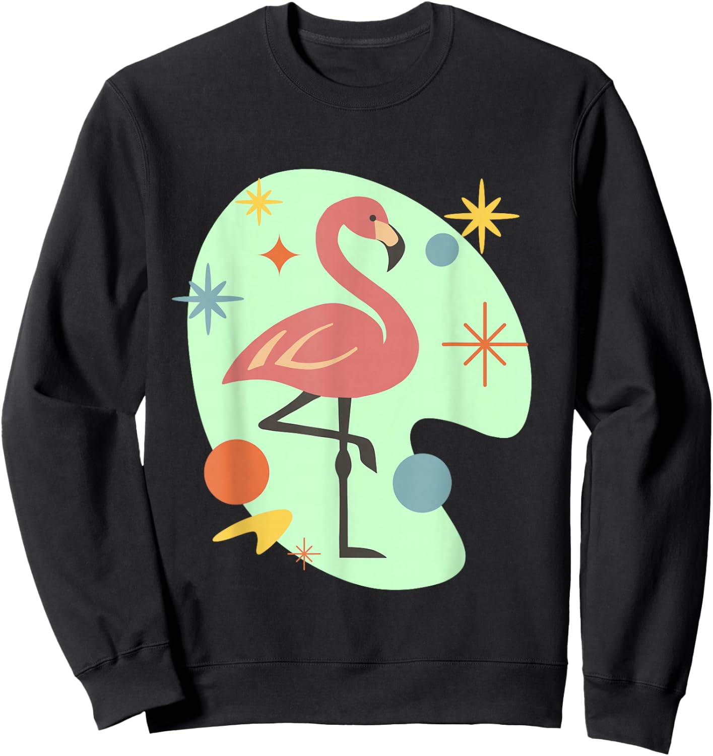 Atomic Flamingo Mid Century Modern Retro Design Sweatshirt - Sweatshirt | Black