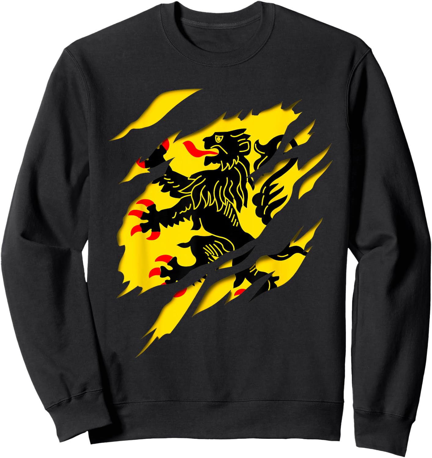 Flag Nord Pas de Calais Crest Ripped 3D Effect France , Black, S Sweatshirt - Sweatshirt | Black