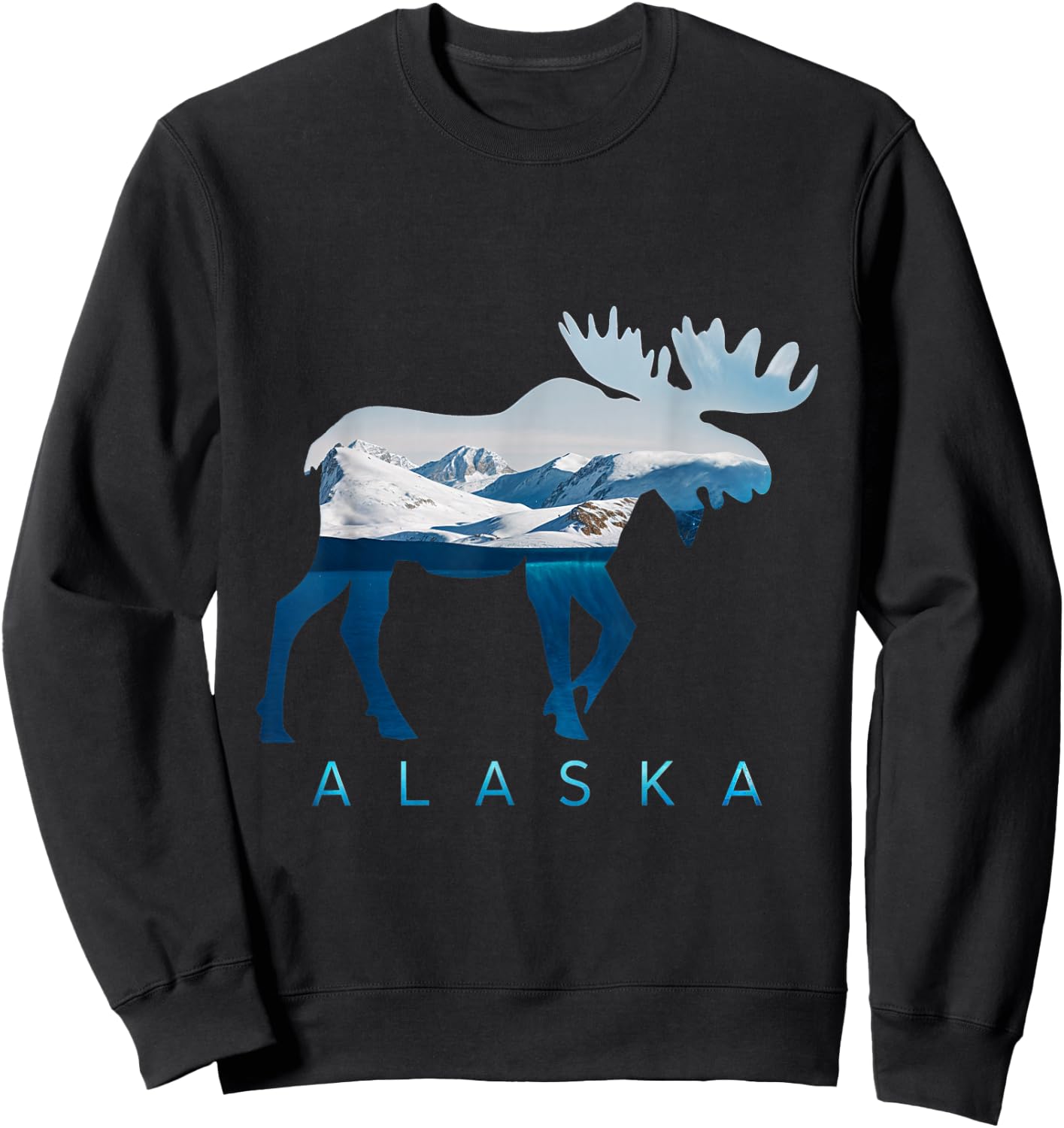 Alaska Moose Nature Scenic Mountains Wildlife Alaska Sweatshirt - Sweatshirt | Black
