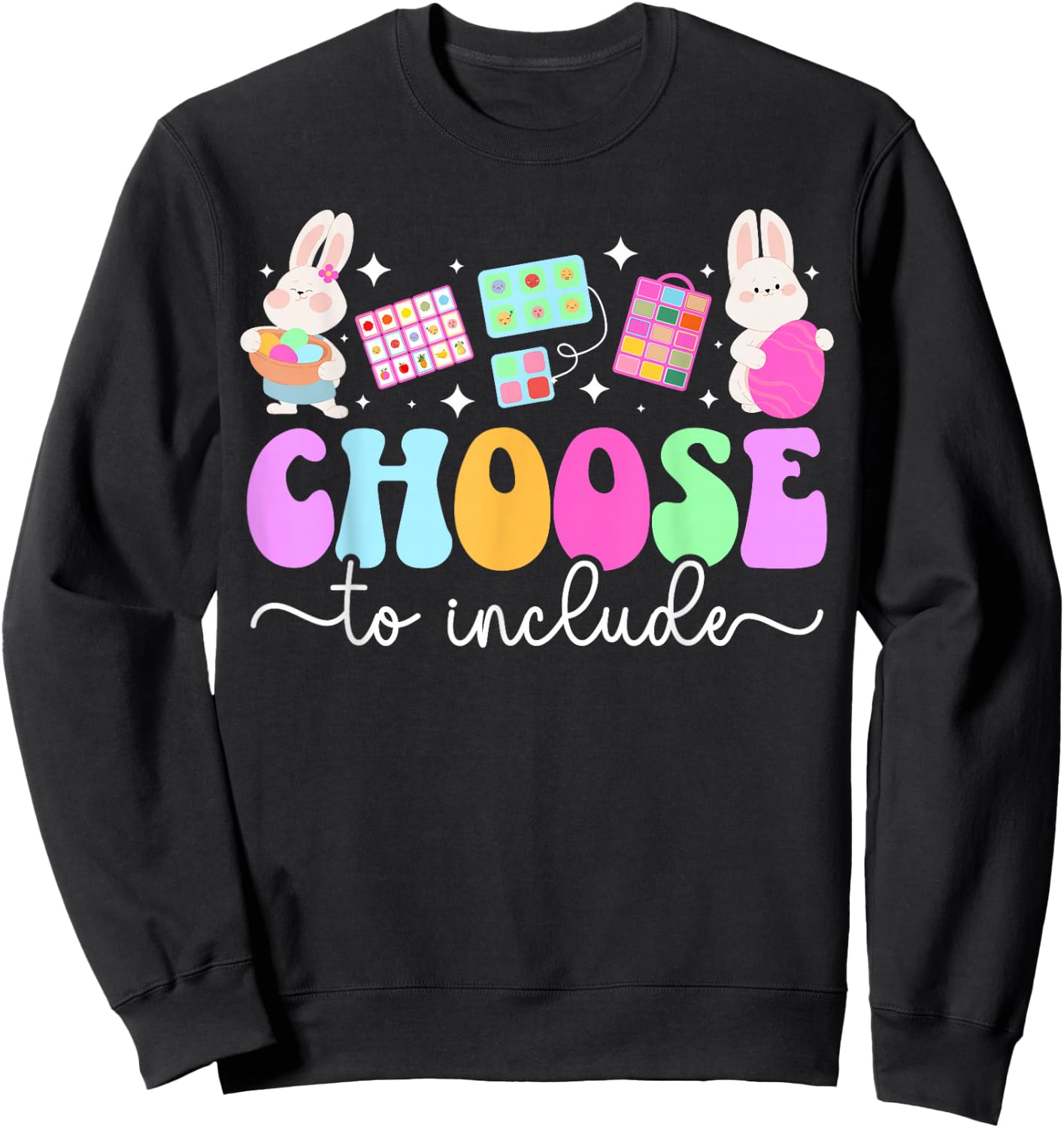 Groovy SPED Teacher Easter Bunny Special Education Teacher Sweatshirt - Sweatshirt | Black