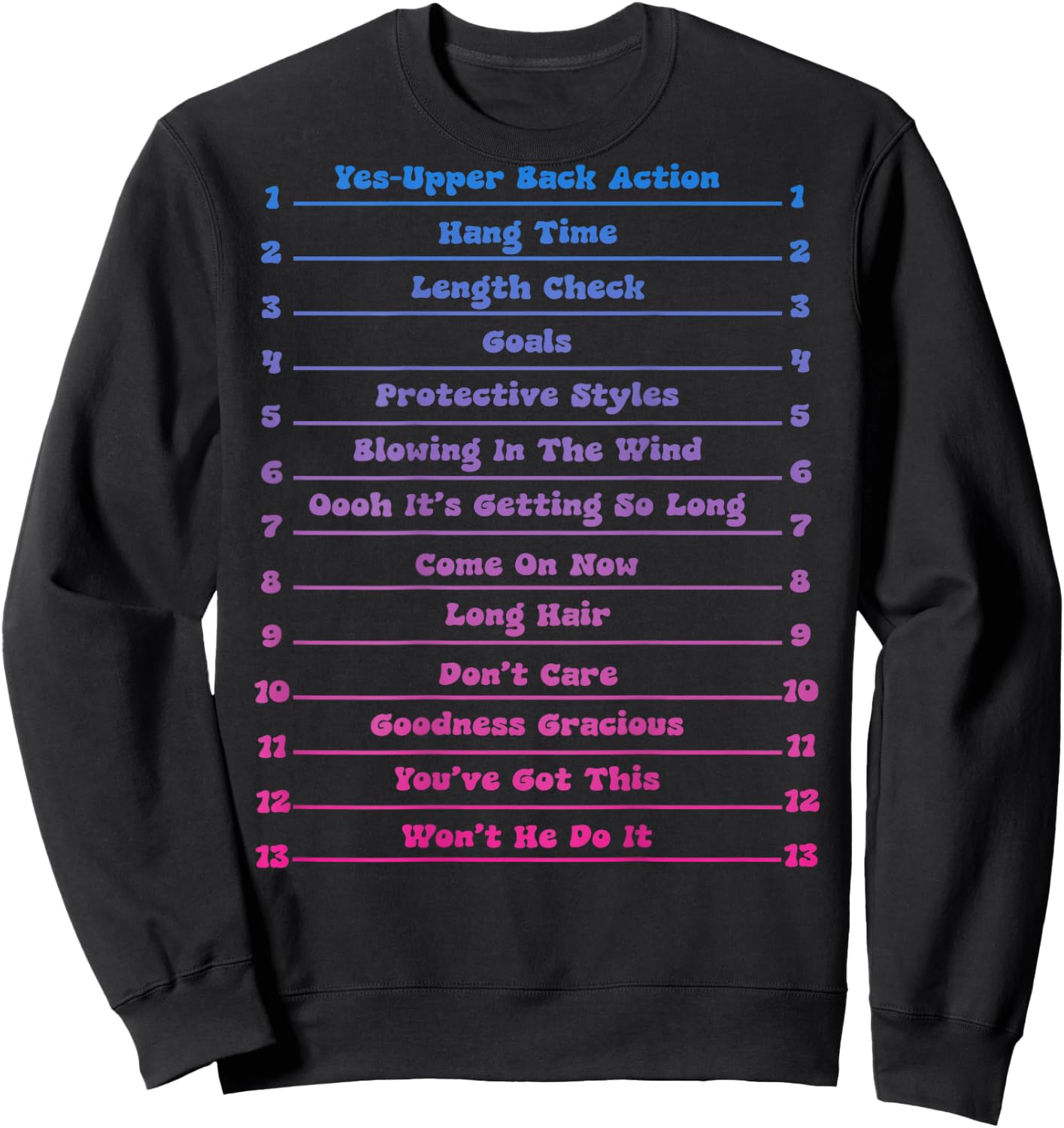 Long Natural Hair Tracking, Funny Length Check Hair Sweatshirt - Sweatshirt | Black