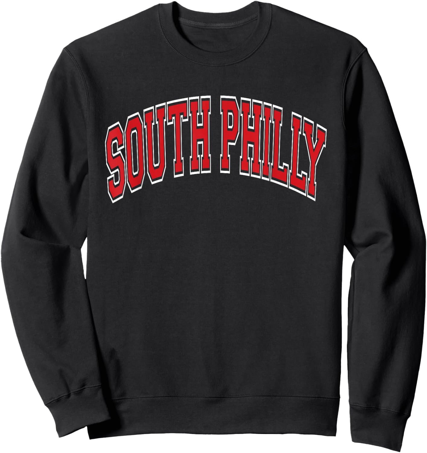 South Philly Arched Red Text Sweatshirt - Sweatshirt | Black