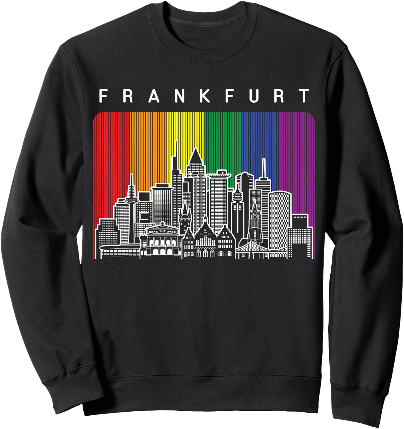 Frankfurt Deutschland Gay Pride Regenbogen Flagge Sweatshirt - Sweatshirt | Black
