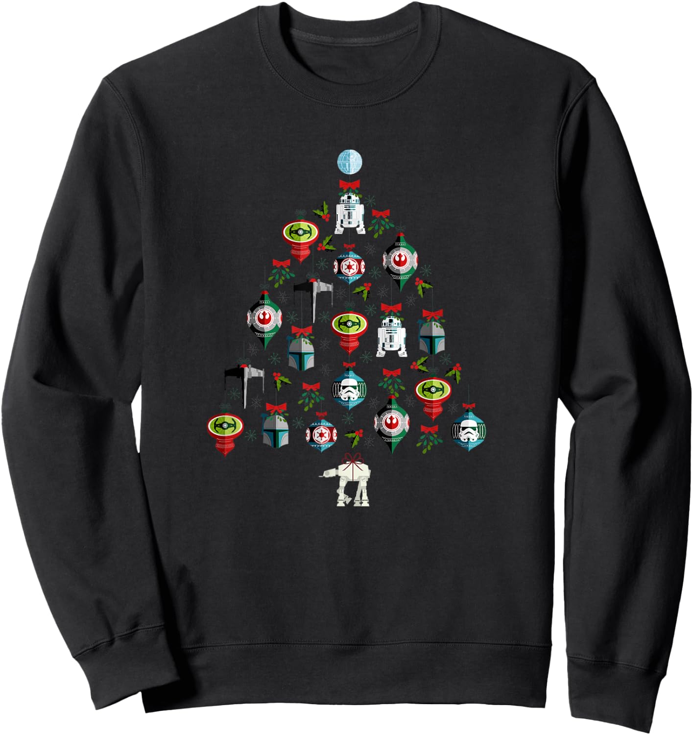 Star Wars Christmas Tree Ornaments Holiday Sweatshirt - Sweatshirt | Black