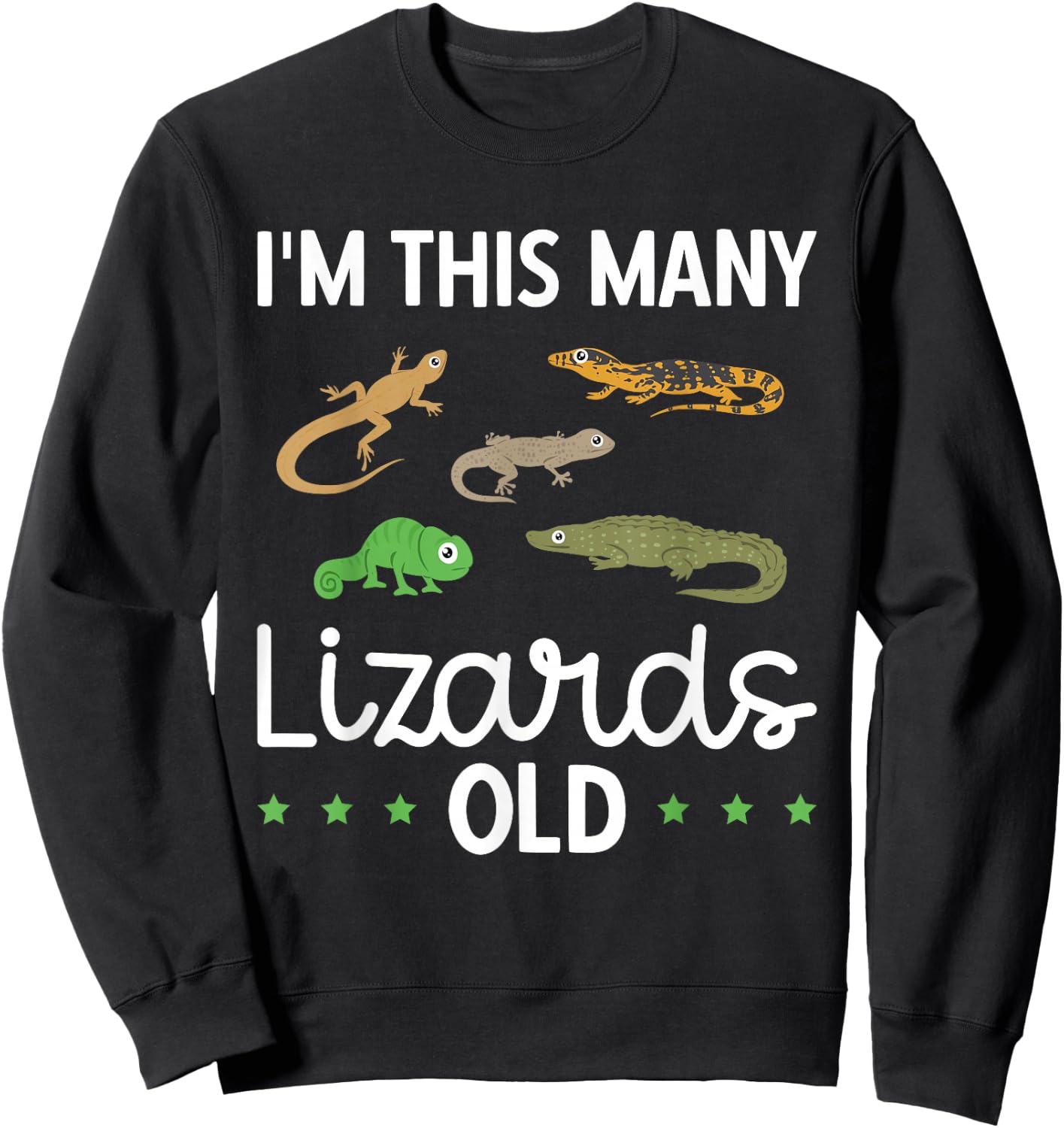 Kids This Many Lizards Old Reptile Themed 5th Birthday Sweatshirt - Sweatshirt | Black