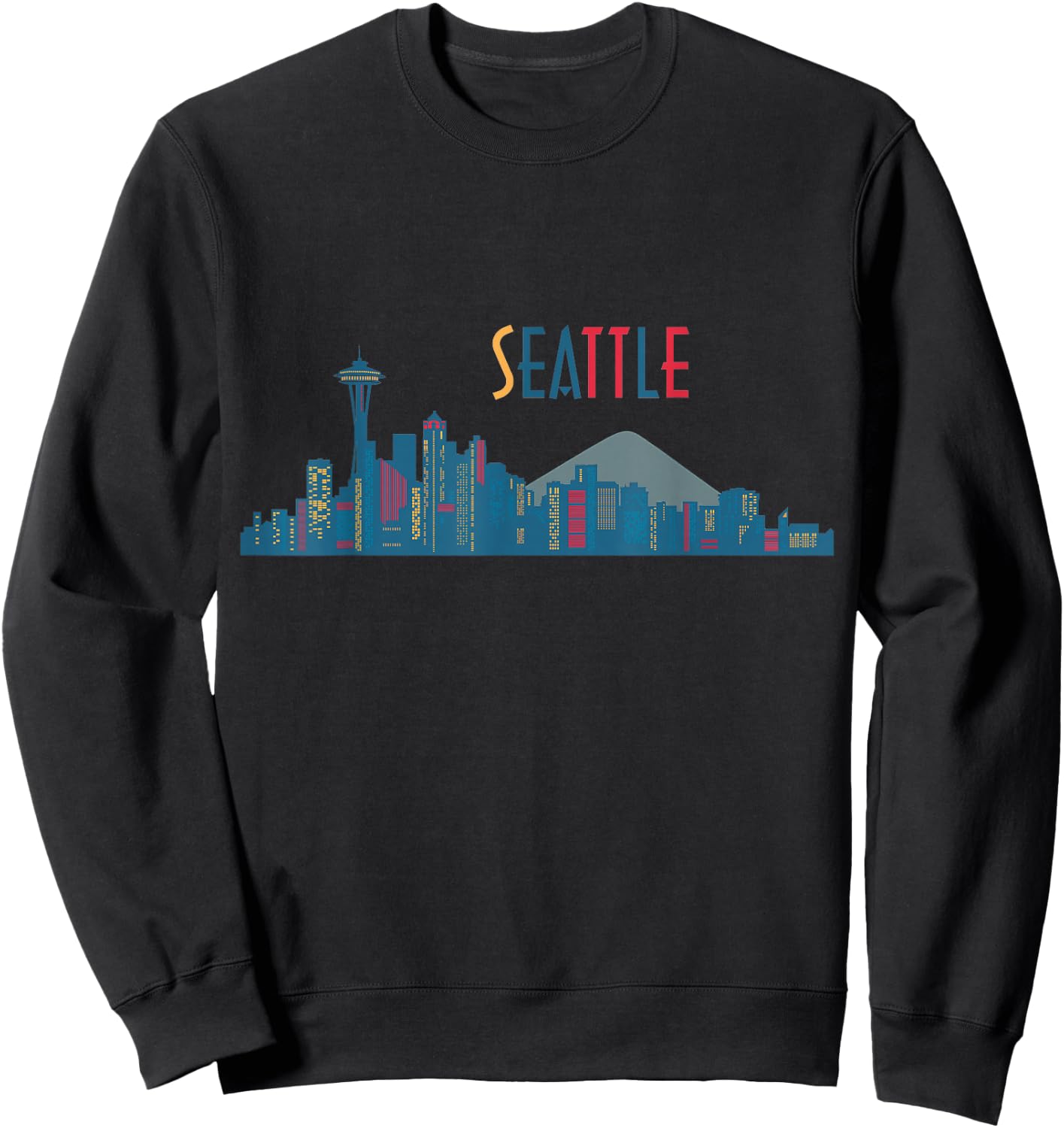 Seattle Skyline Vintage Seattle Washington Sweatshirt - Sweatshirt | Black