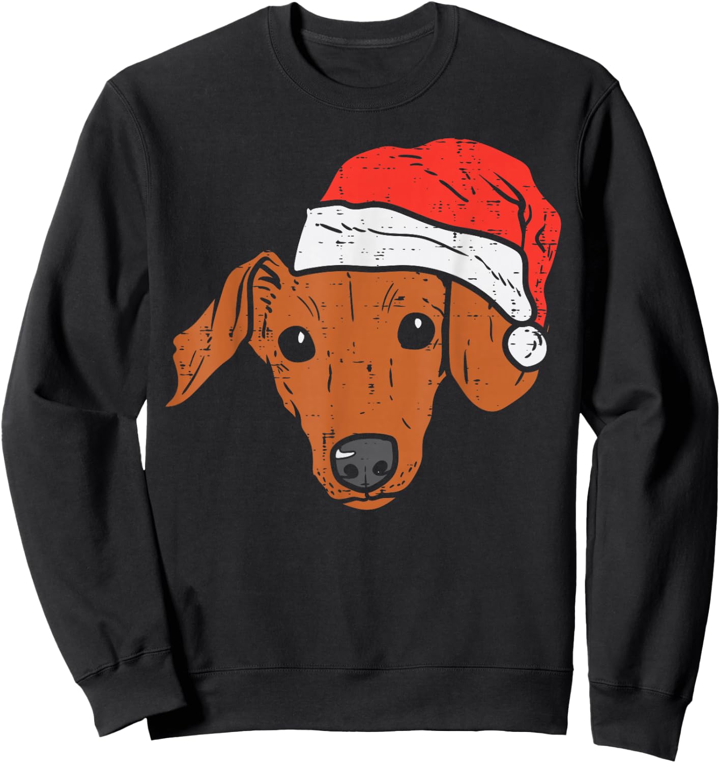 Santa Hat Dachshund Christmas Xmas Wiener Weiner Dog Sweatshirt - Sweatshirt | Black