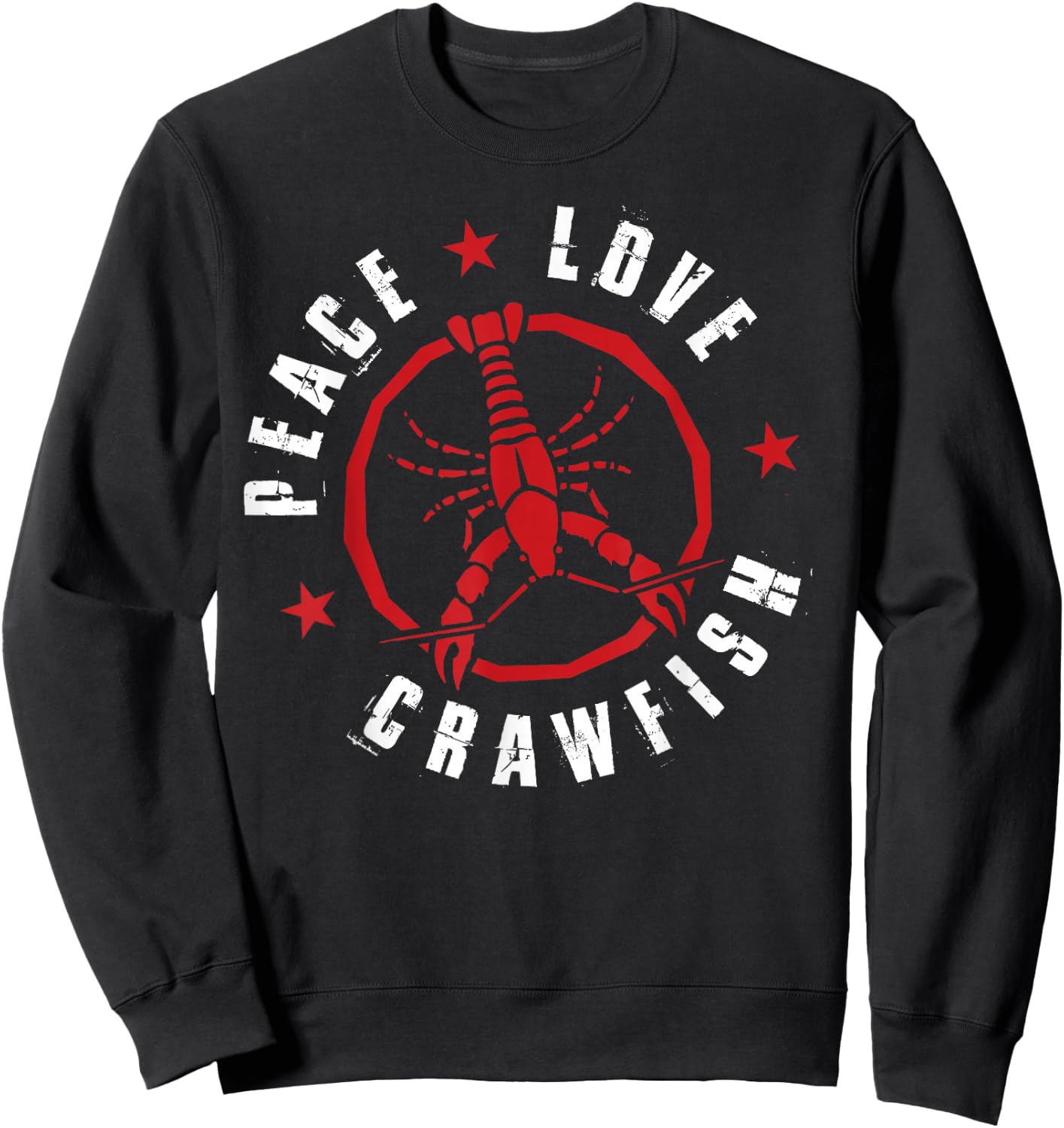 Funny Crawfish Boil Peace Love Crayfish Cajun Men Sweatshirt - Sweatshirt | Black
