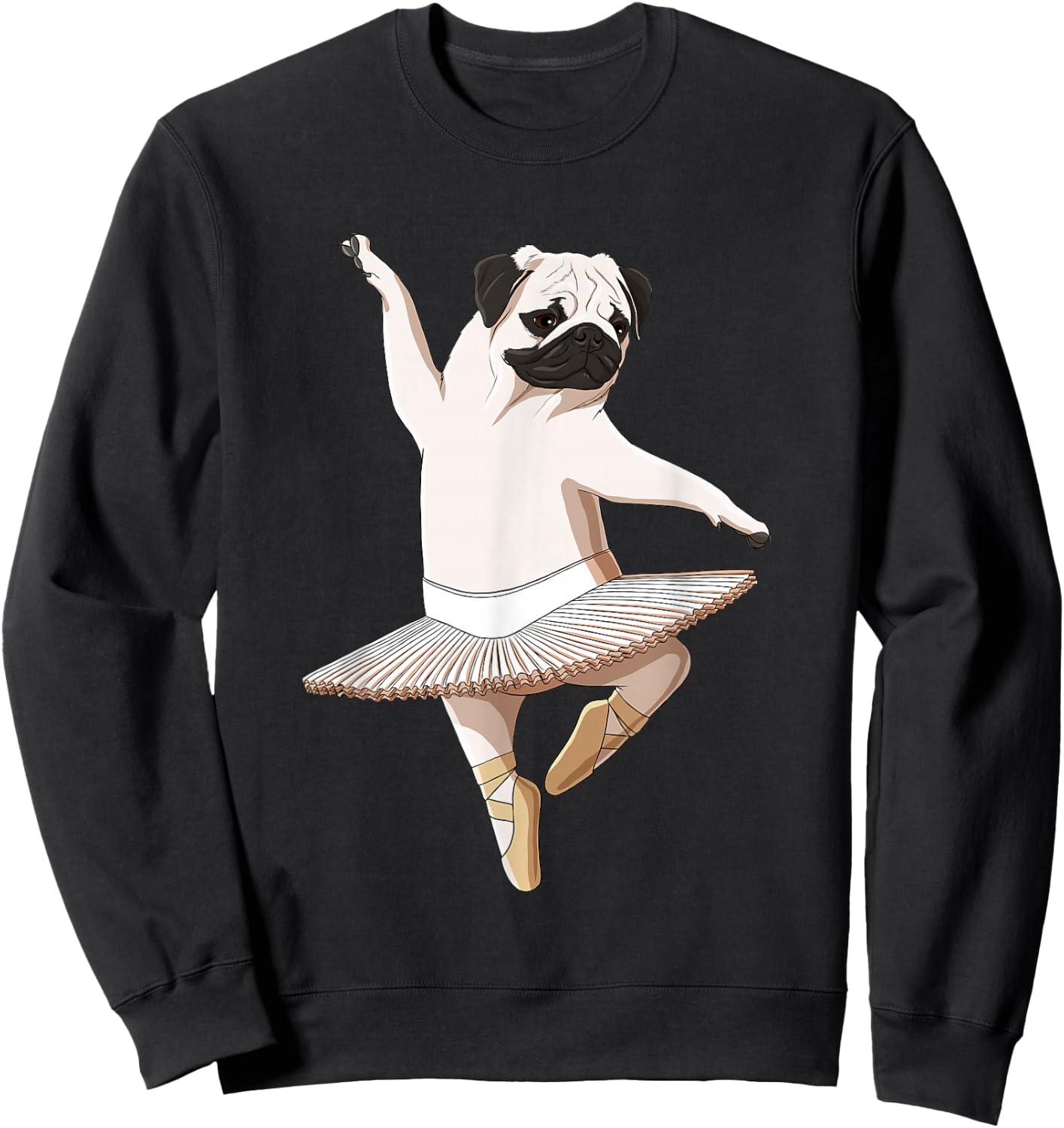 Funny Ballet Dancer Dog Ballerina Pug Men Women Girls Kids Sweatshirt - Sweatshirt | Black